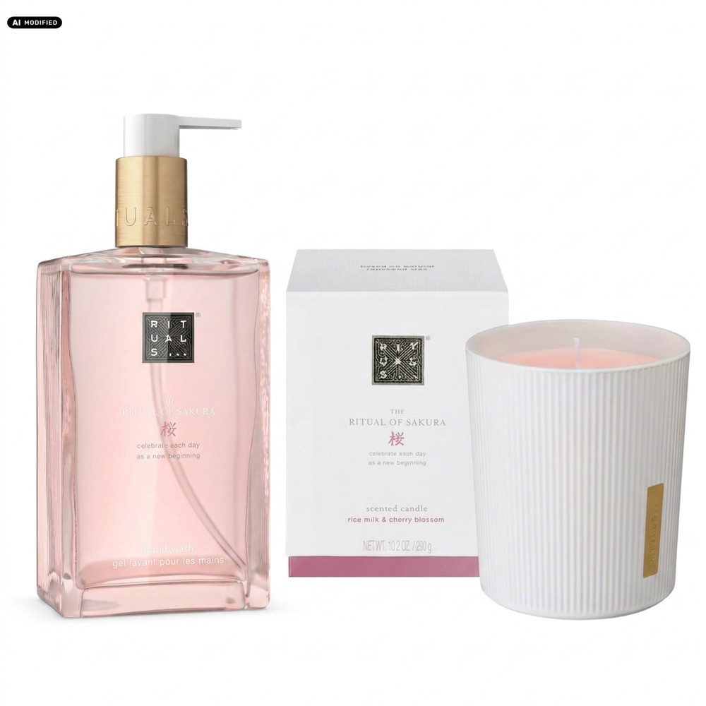 Rituals Flüssigseife Rituals Sakura Handseife und Duftkerze Home Duo, Pflege und Raumduft im harmonisch abgestimmten Set