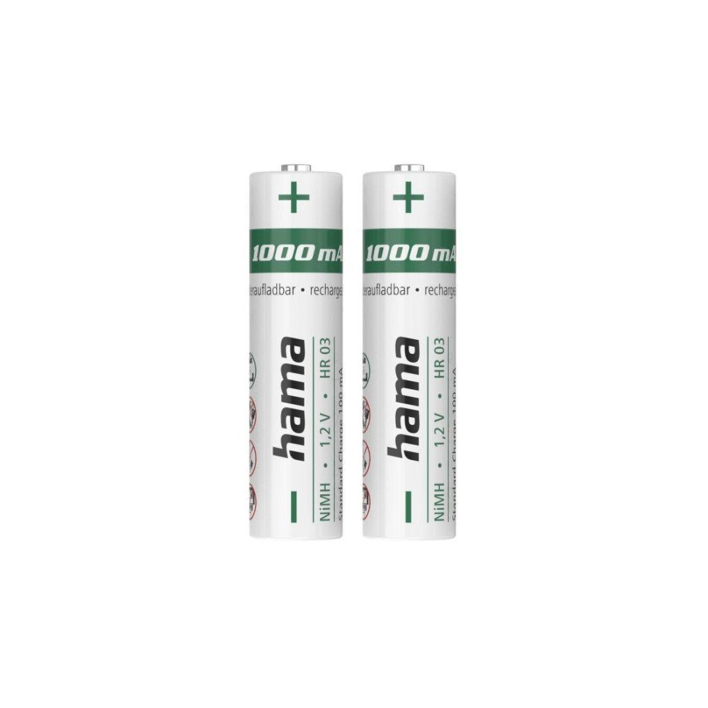 Hama NiMH-Akkus, AAA Micro, 1000 mAh, 1,2 V, sofort einsatzbereit, 2 Stück Akku
