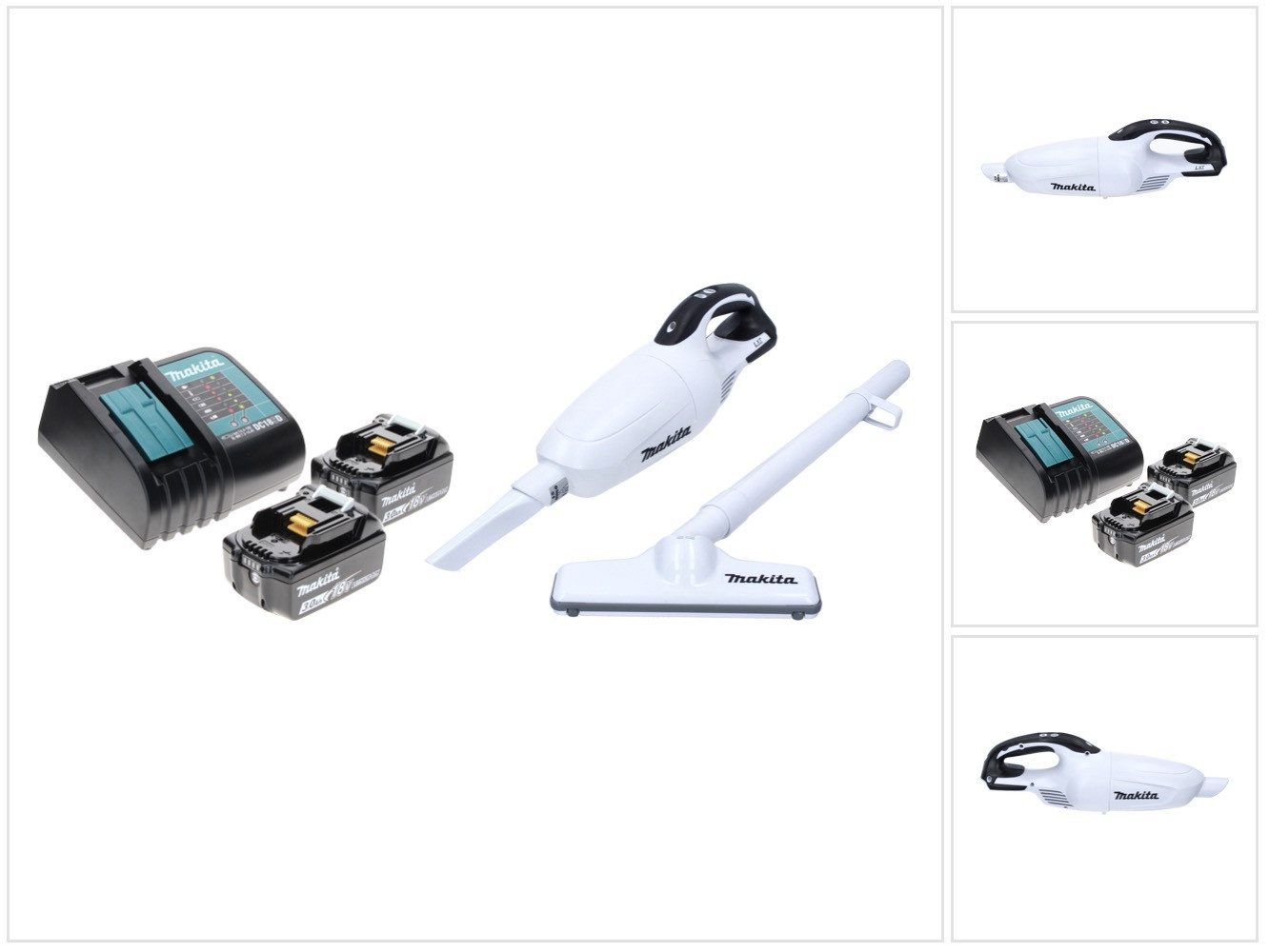 Makita Akku-Handstaubsauger DCL 181 FSF1 W Akku Staubsauger 18 V Weiß + 2x Akku 3,0 Ah + Ladegerät