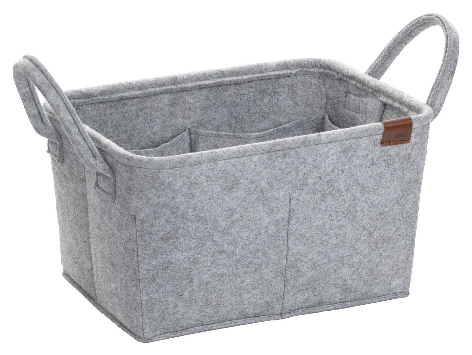 kela Aufbewahrungskorb Korb FAY, Grau, B 35 x T 25 cm, Filz, mit Tragegriffen und Innentaschen