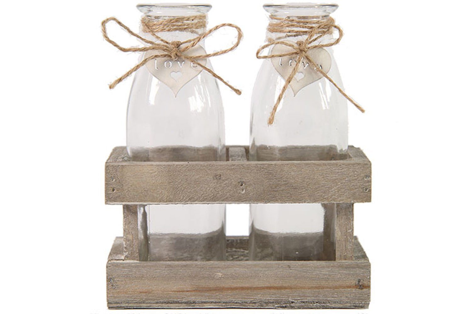 Glasflaschen Holz-Rack zwei St), Glas (3 Dekotablett Holz Countryfield mit Elly 13x6,5x7cm handgefertigt