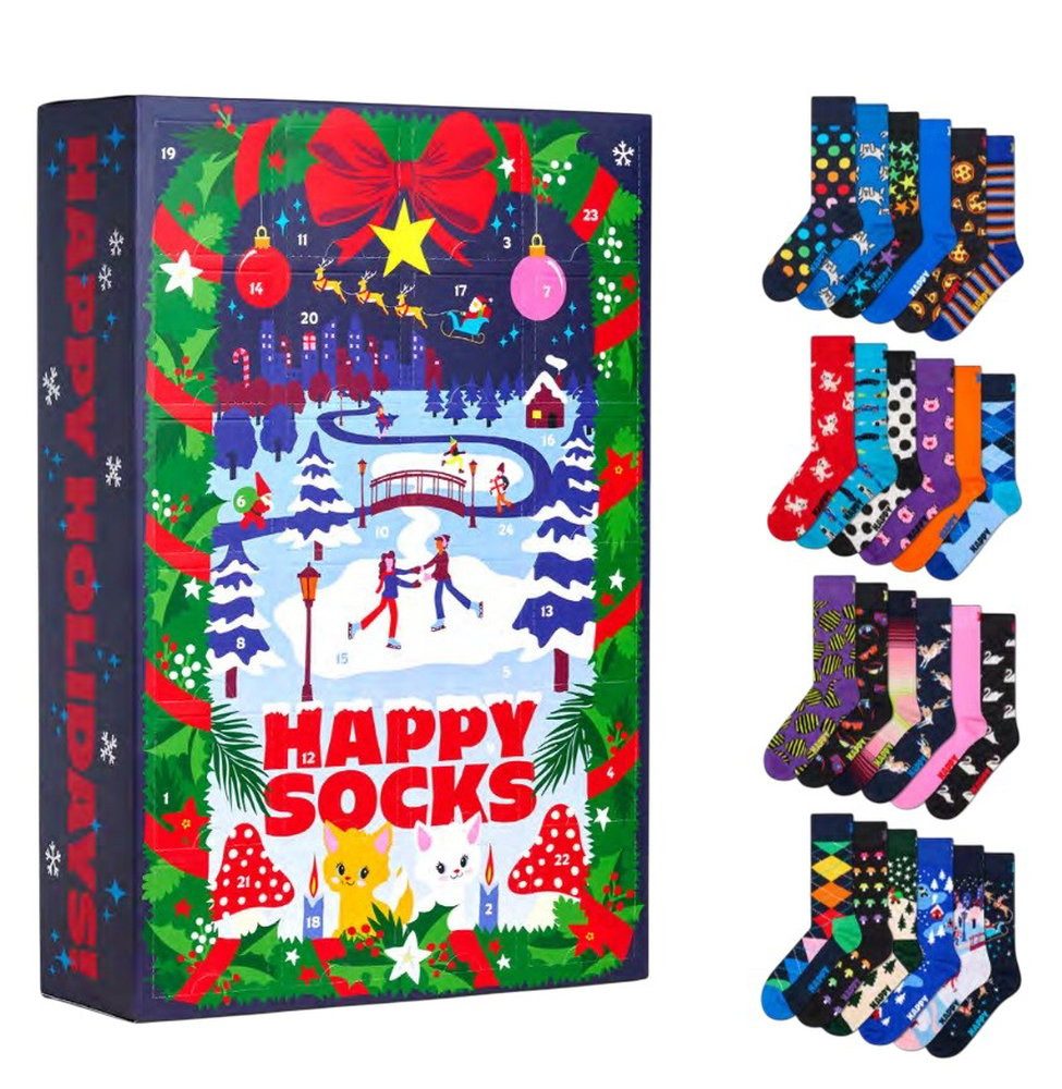 Happy Socks Socken Tagessocke Crew Weihnachtsspecial #5 - Adventskalender mit 24 Paar