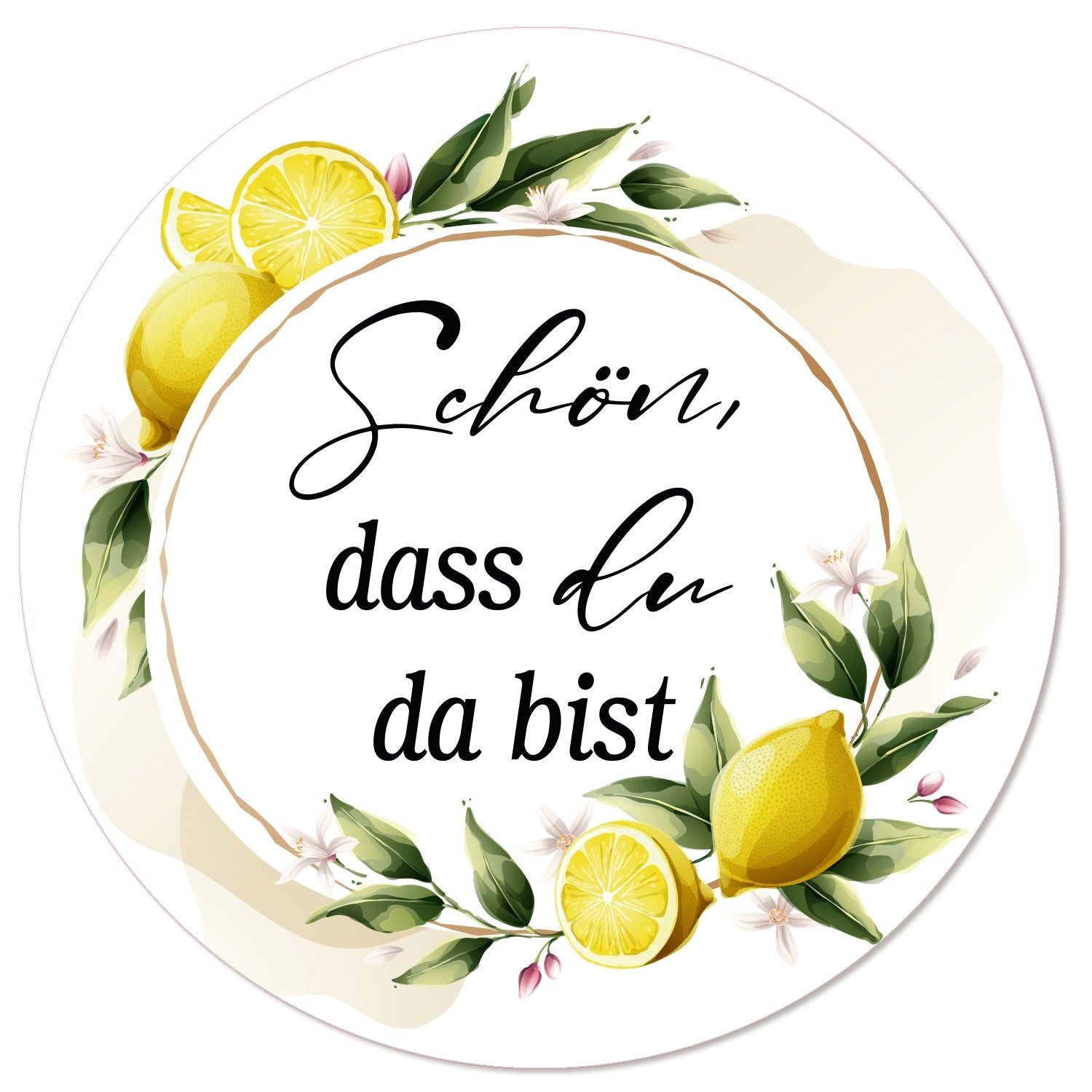Logbuch-Verlag Aufkleber 100 Schön dass du da bist Sticker Zitronen-Motiv 4 cm