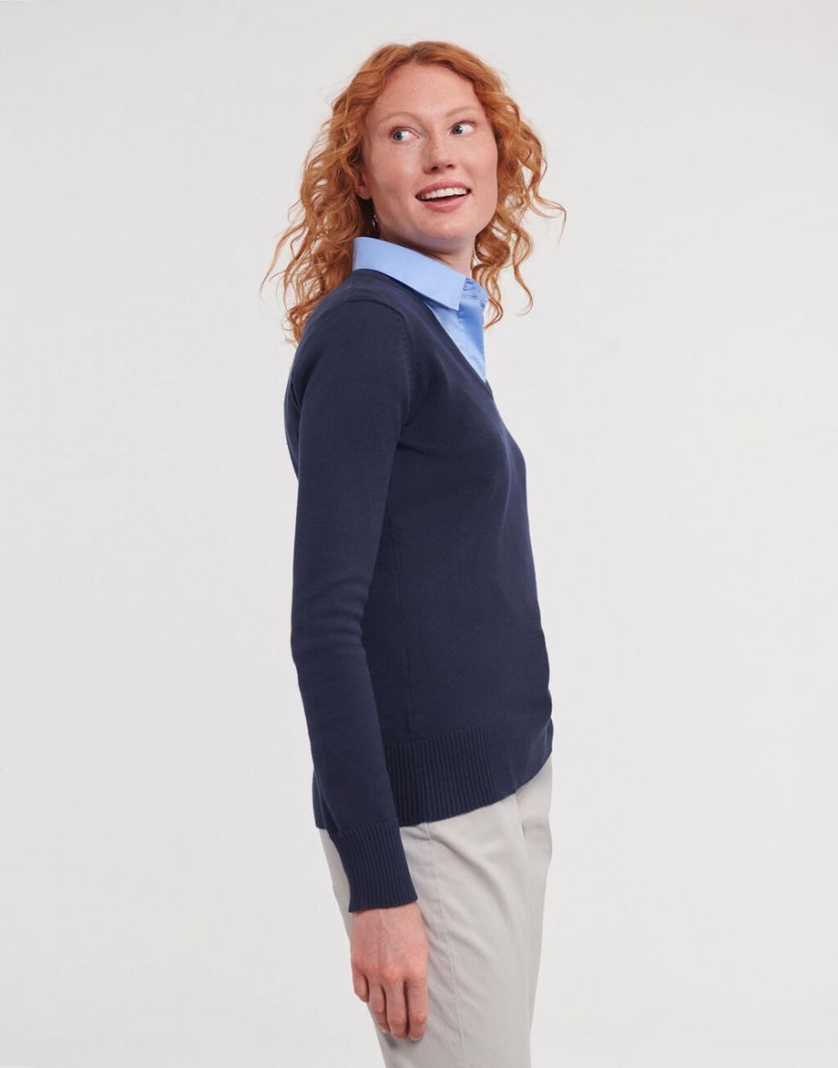 Russell Sweatshirt Ladies´ V-Neck Knitted Pullover