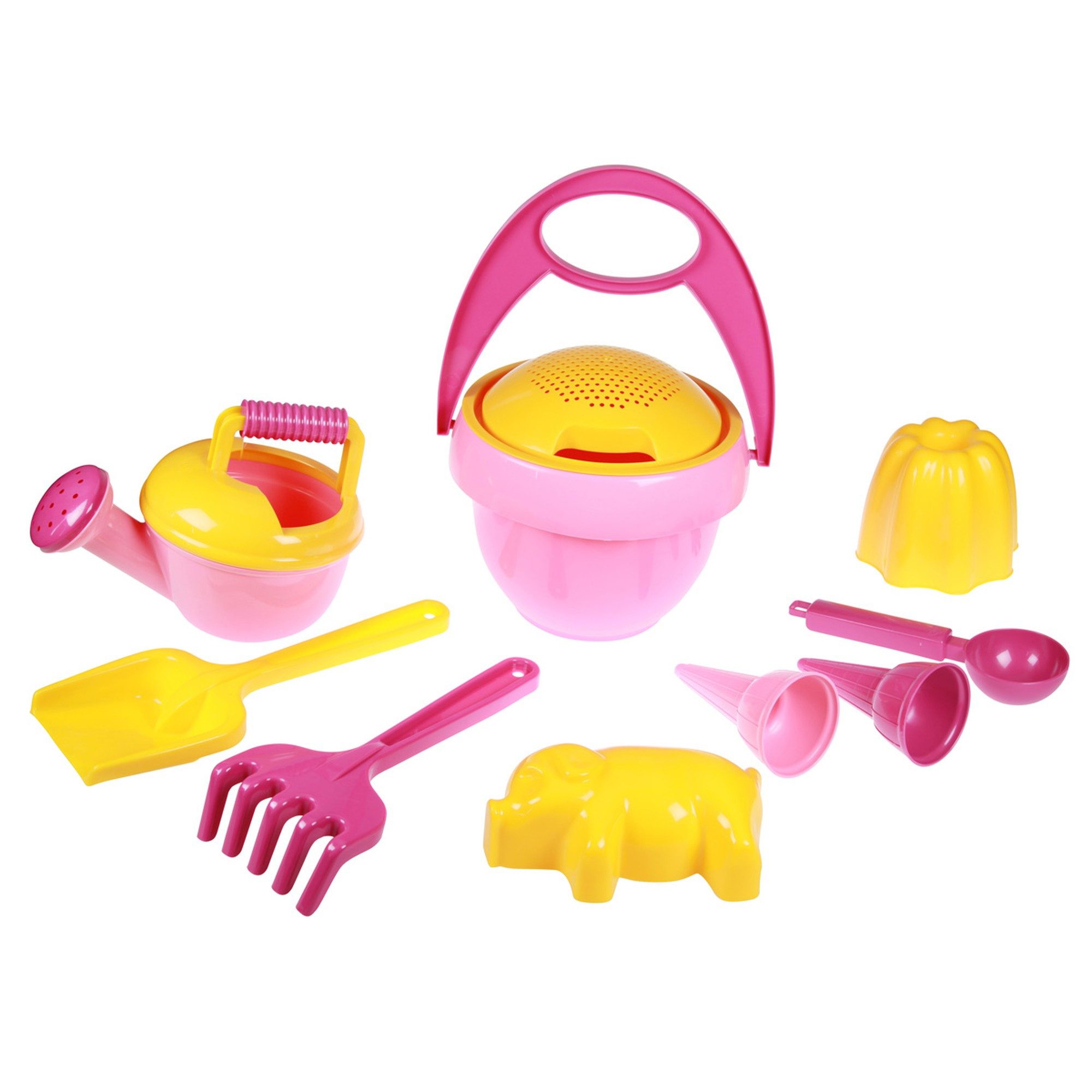 SIMM Spielwaren Spiel 10-tlg. Sandspielset mit Eimer Gießkanne & Eiszubehör pink