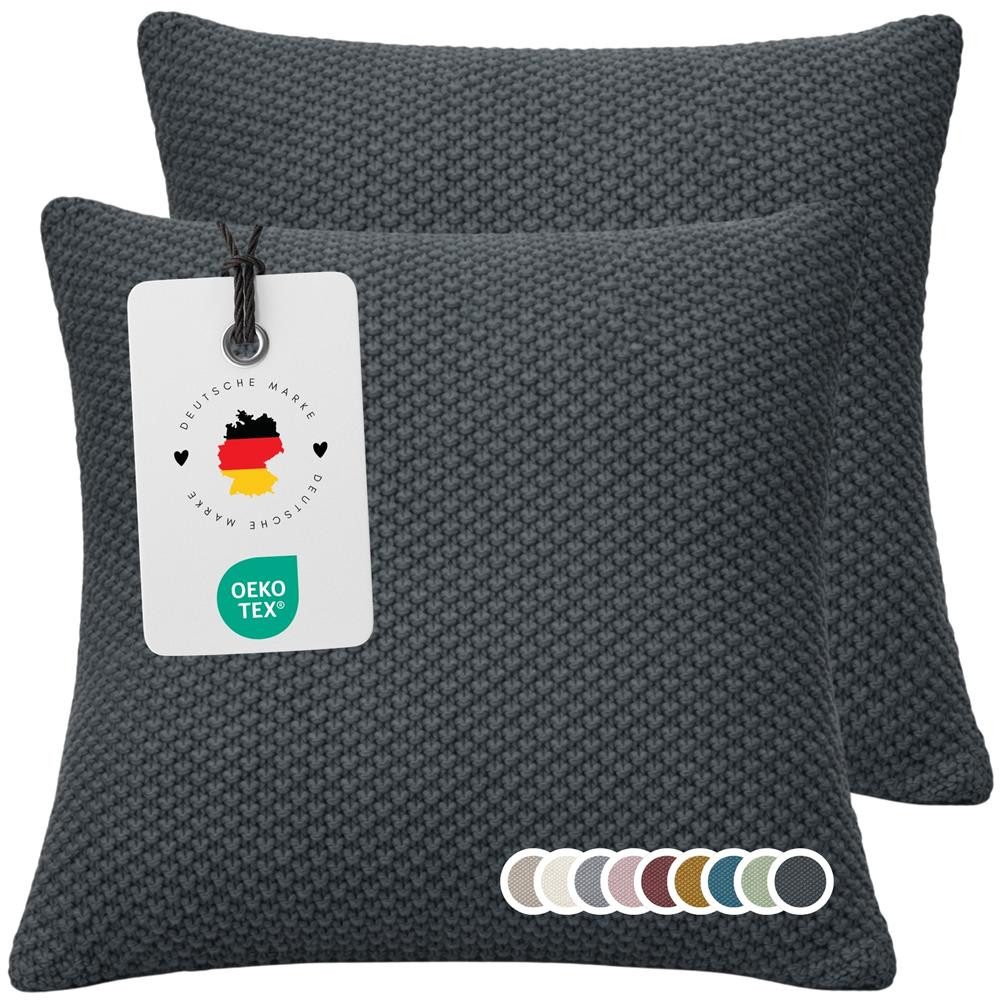 Carpe Sonno Kissenbezug 50 x 50 Strick Dekokissenbezug Sofa Couch Wohnzimmer Kissenhülle Weich, (2 Stück), OEKO-TEX Strick Kissenbezug - Strickdecke passend erhältlich
