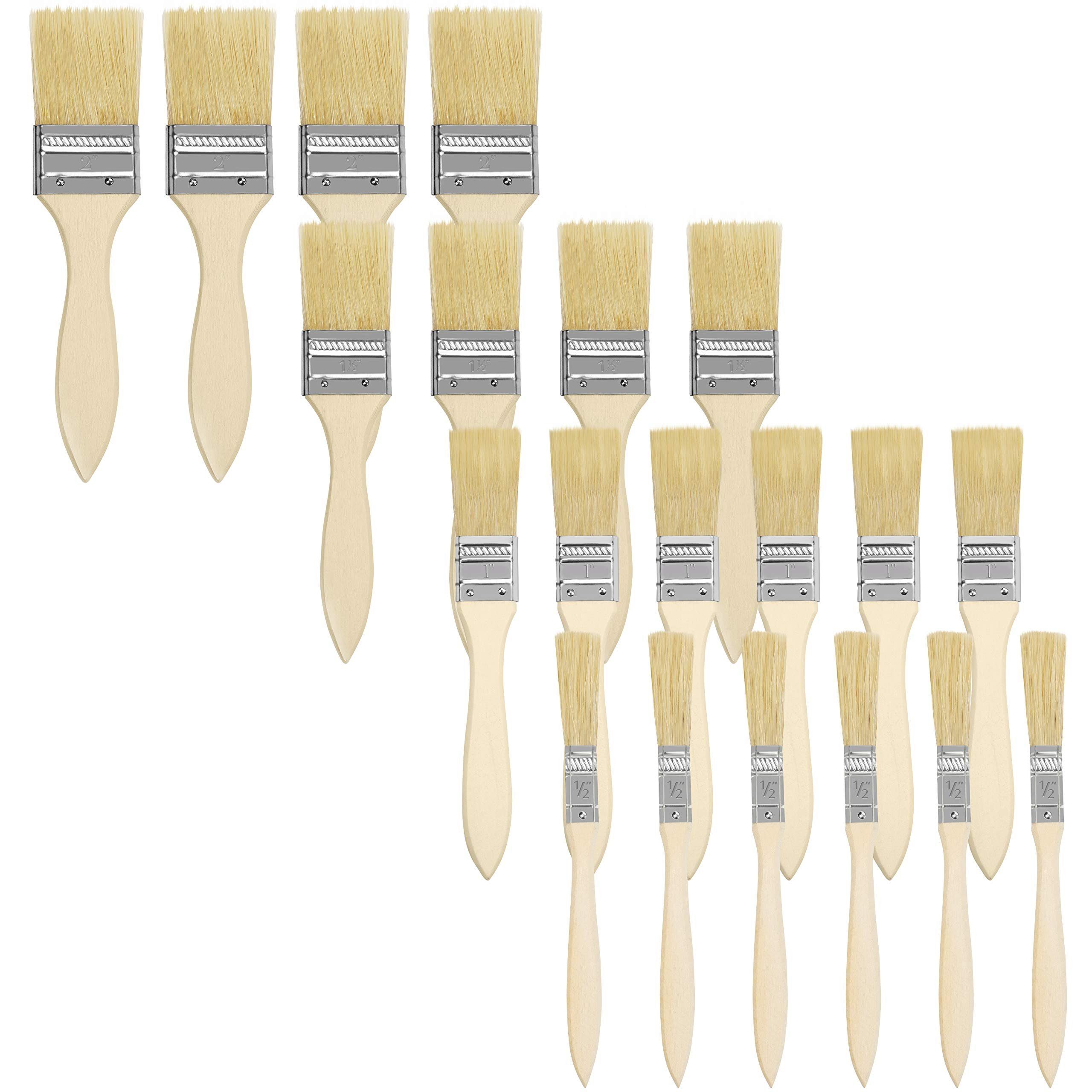 Kurtzy Lackierpinsel Malerpinselset - 20 Stück - Holzpinsel für Farbe, Pinselset für Maler - 20 Stk - Holzpinsel für Farbe