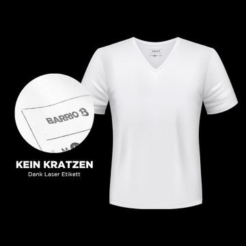 Barrio 13 Unterhemd T-Shirt Business mit Kurzarm und V-Ausschnitt für Herren (Packung, Set, Spar-Pack, Spar-Packung, 4-St., 4er-Pack) Feinripp aus 100% Baumwolle