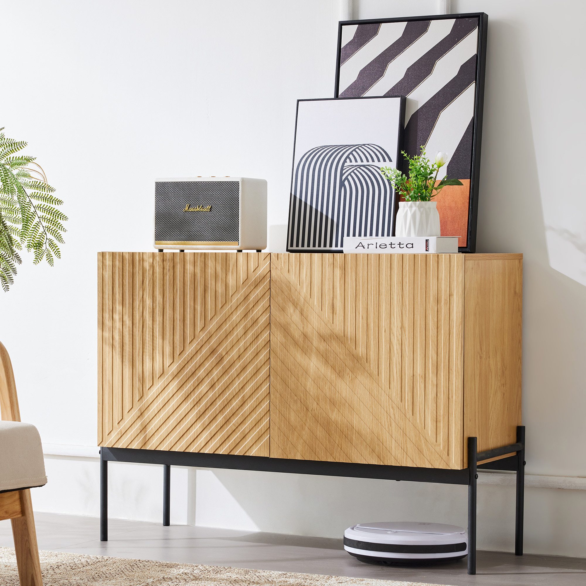 SOFTWEARY Sideboard (Breite 100 cm), Metallfüße