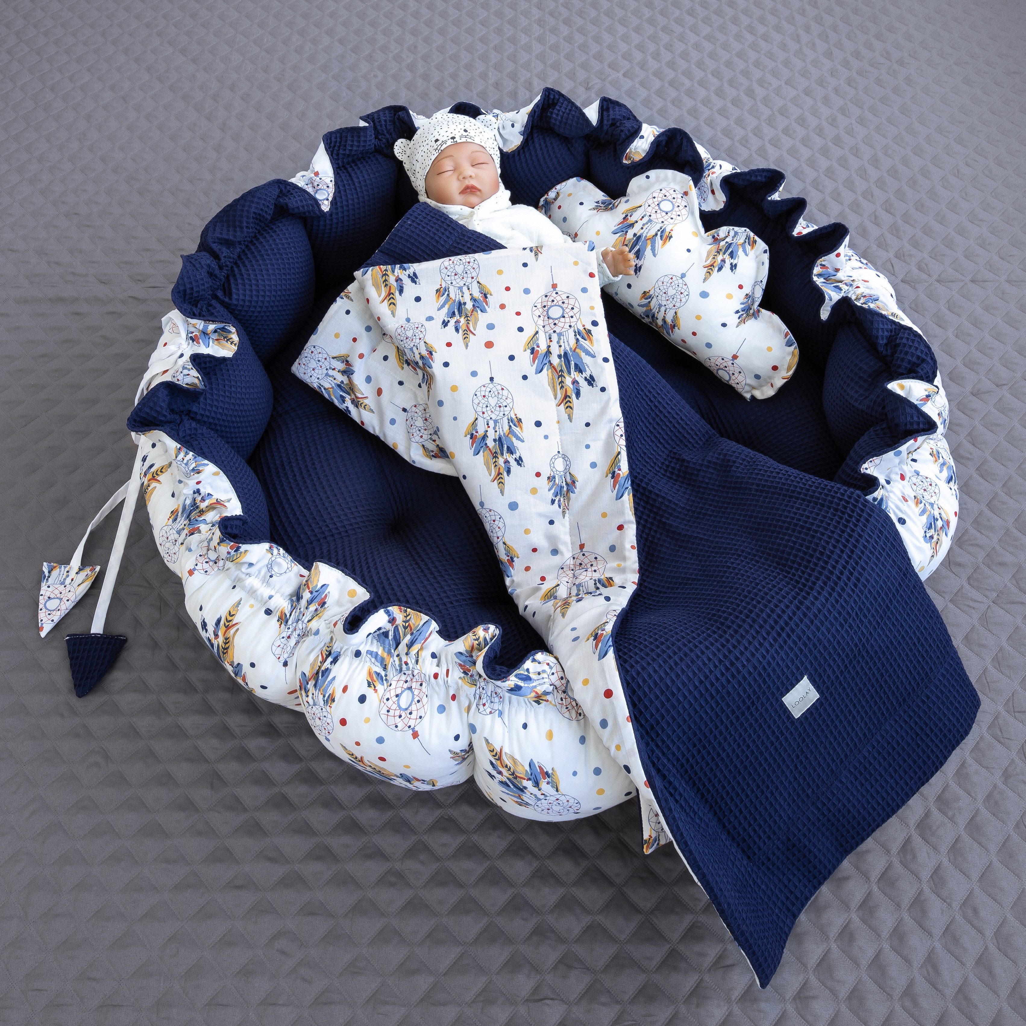 Loolay Bettnestchen Zweiseitig ENGELSNEST XXL Premium WAFFELPIQUE + Decke + günstig online kaufen