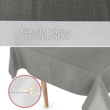 ANRO Tischdecke Tischdecke Wachstuch Premium Einfarbig Grau Robust Wasserabweisend, Prägung