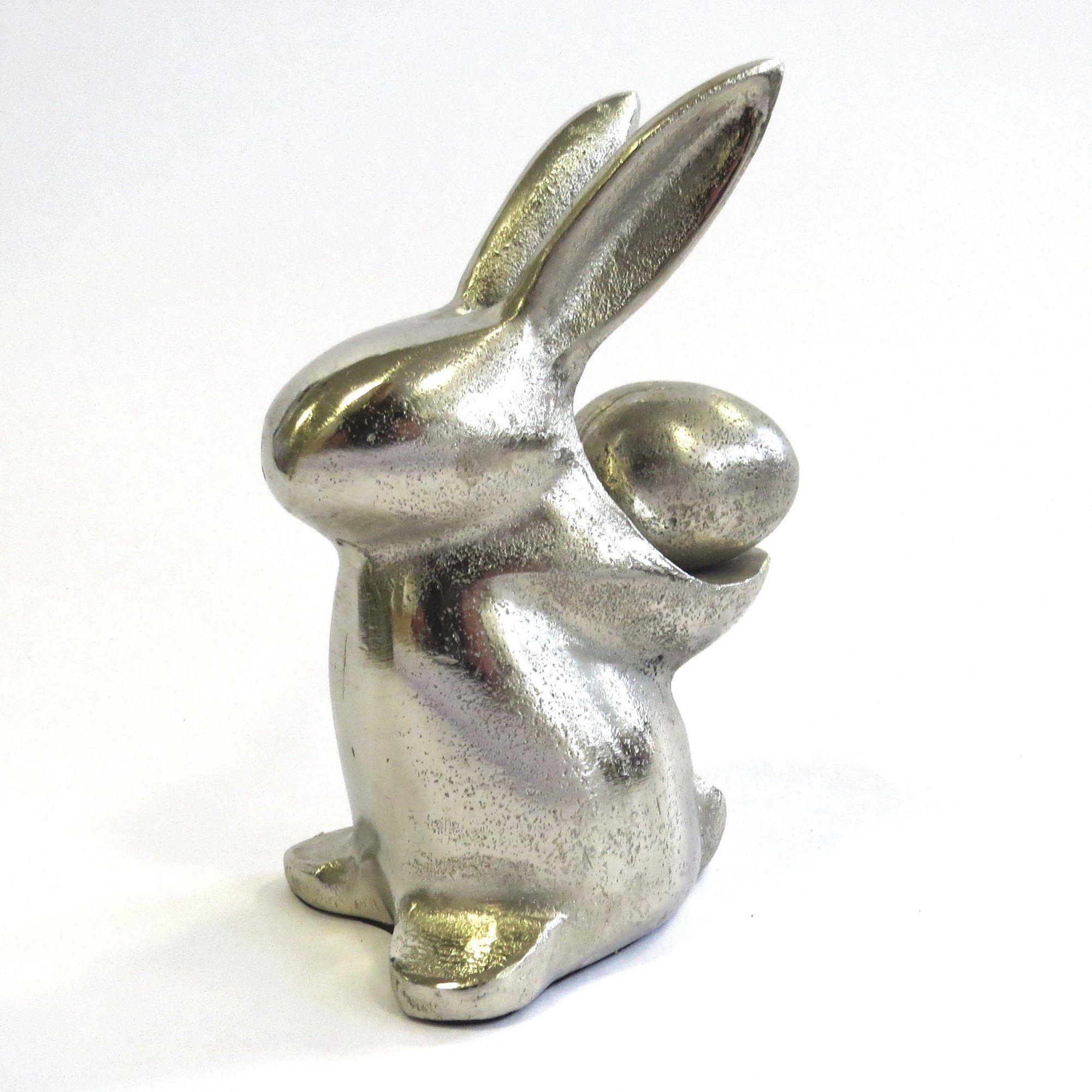 colmore Osterhase Osterhase mit Ei Silber Metall Vintage Retrostil 16 cm (2 St)