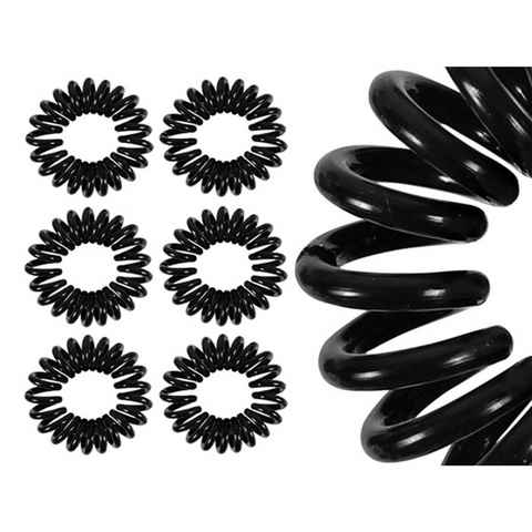 TSB Werk Haargummi 10x Haargummis Spiralhaargummi Spiralgummi, 10-tlg., Telefonkabel, Zopfgummi, Schwarz, Zopf