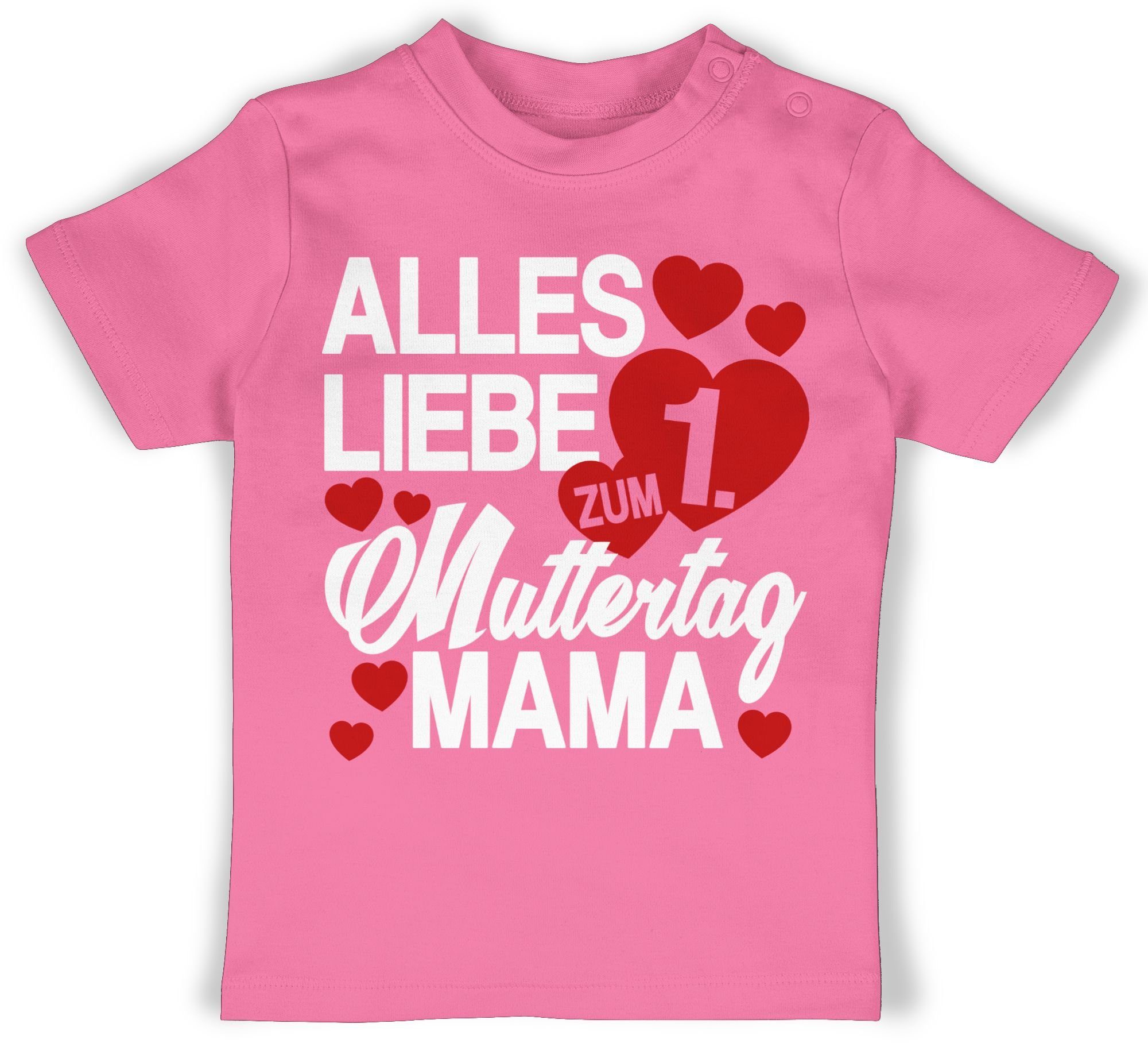 Shirtracer T-Shirt 1. Muttertag - Alles liebe zum ersten Muttertag Muttertagsgeschenk 2 Pink