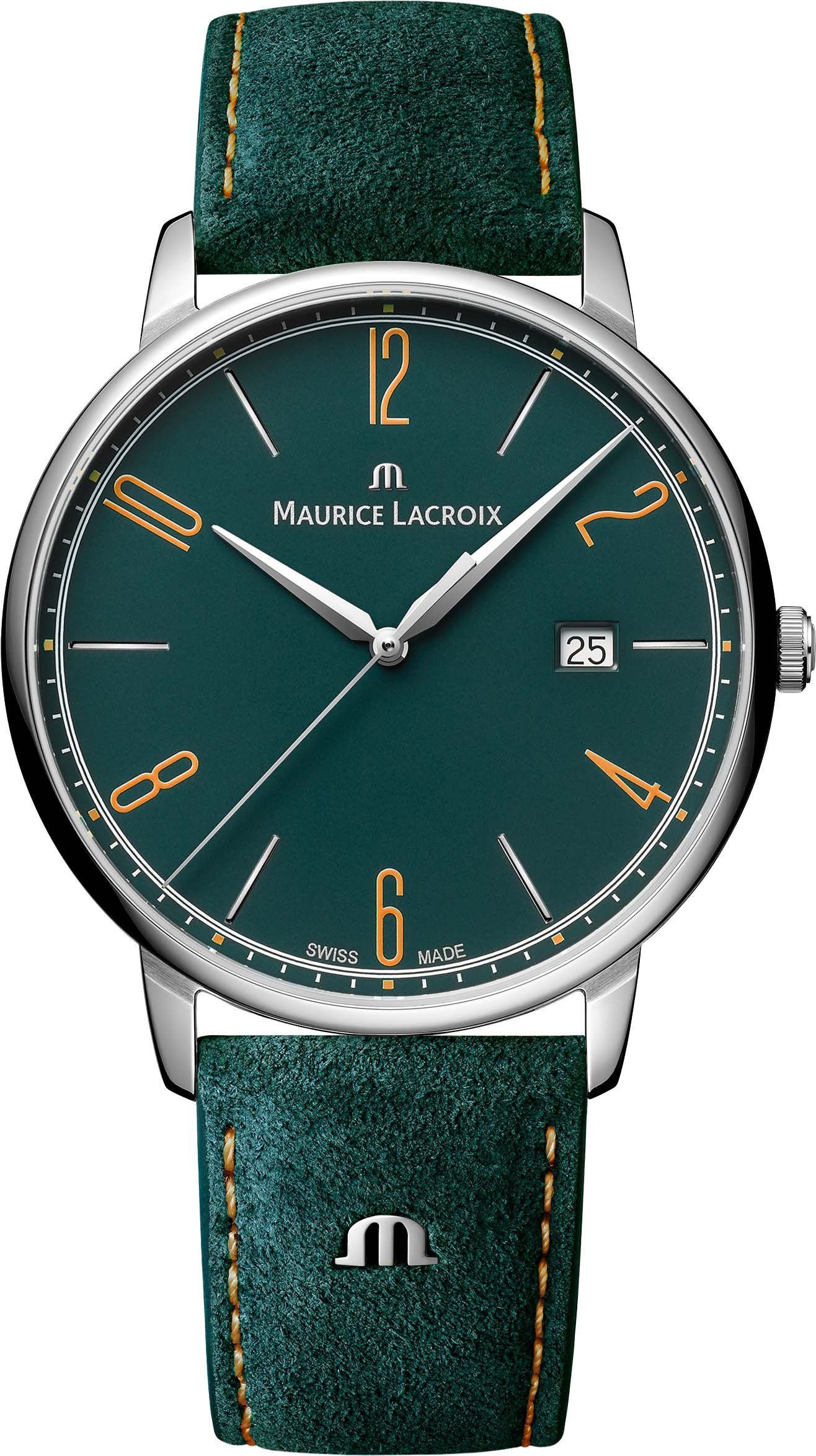 Quarz Herren Schweizer MAURICE Schweizer Date, Armbanduhr für EL1118-SS001-620-5, Edle Eliros LACROIX Uhr