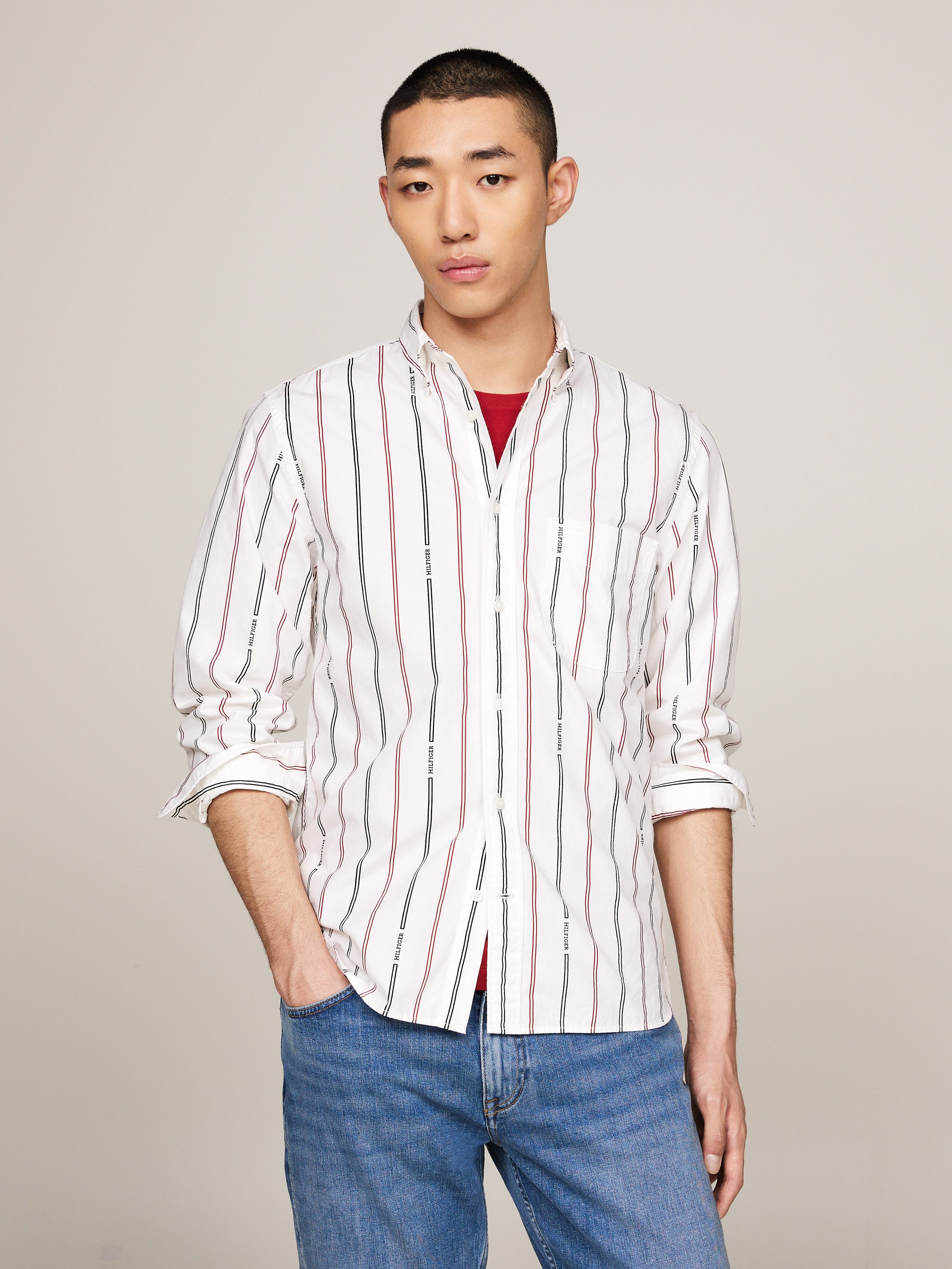 Tommy Hilfiger Langarmhemd HILFIGER DOUBLE STP günstig online kaufen