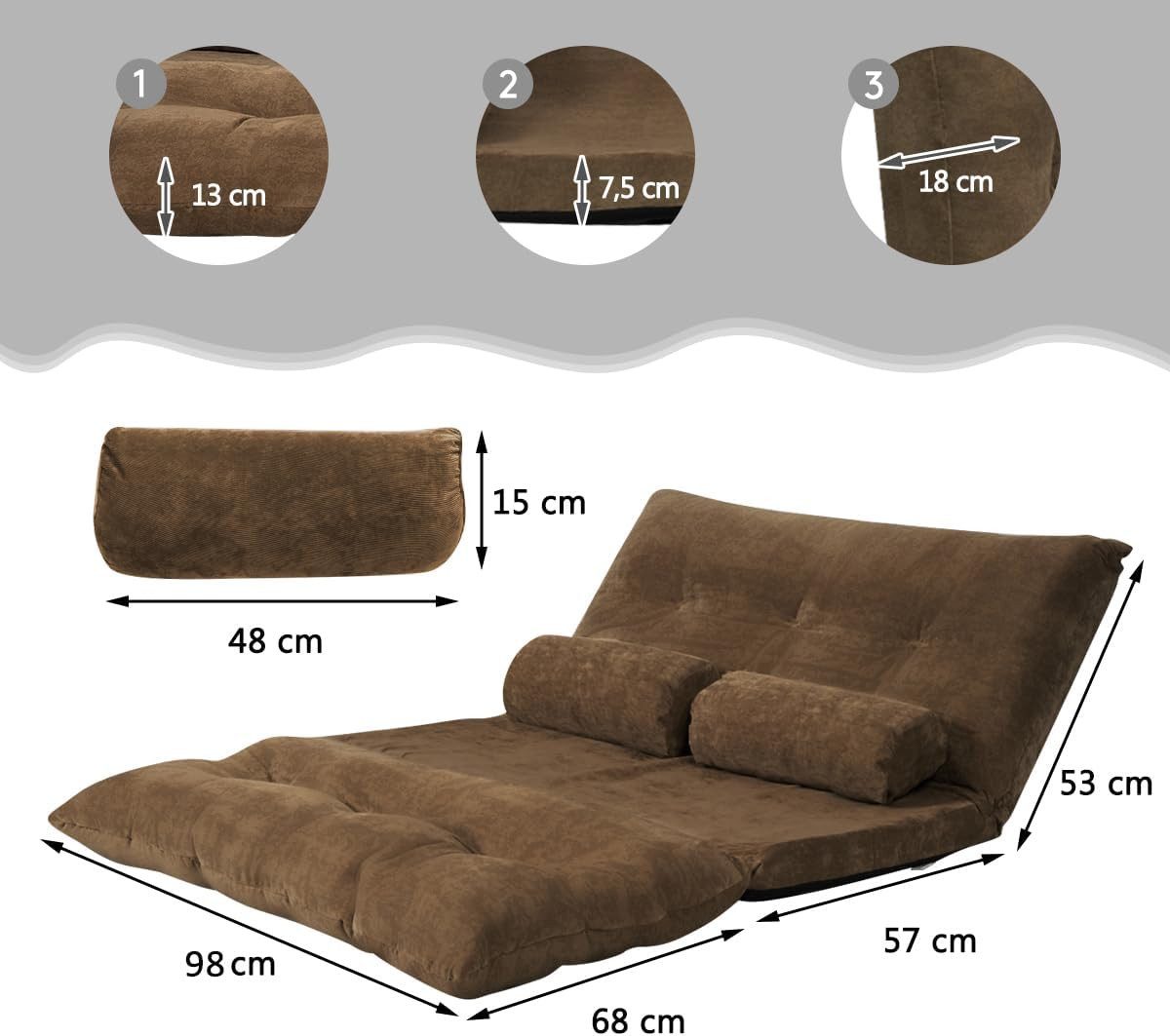 COSTWAY Schlafsofa, bettfunktion,verstellbare Rückenlehne,klappbar,Kissen