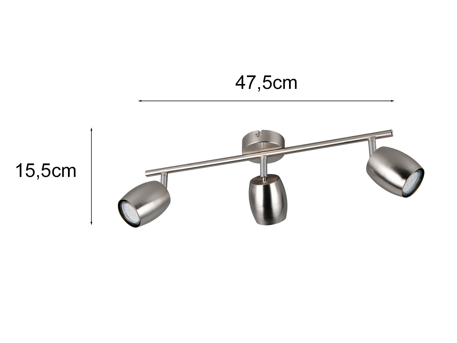 Reality Leuchten LED Deckenstrahler, Dimmfunktion, LED wechselbar, Warmweiß, Innen Strahler mit 3 schwenkbaren Spots für die Decke, Breite 47,5cm