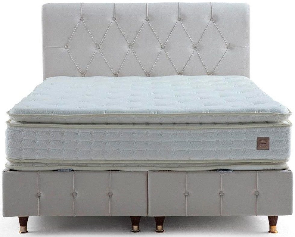 Xlmoebel Boxspringbett Graues Chesterfield Polsterbett mit hochwertiger Verarbeitung (Bett), Hergestellt in Europa