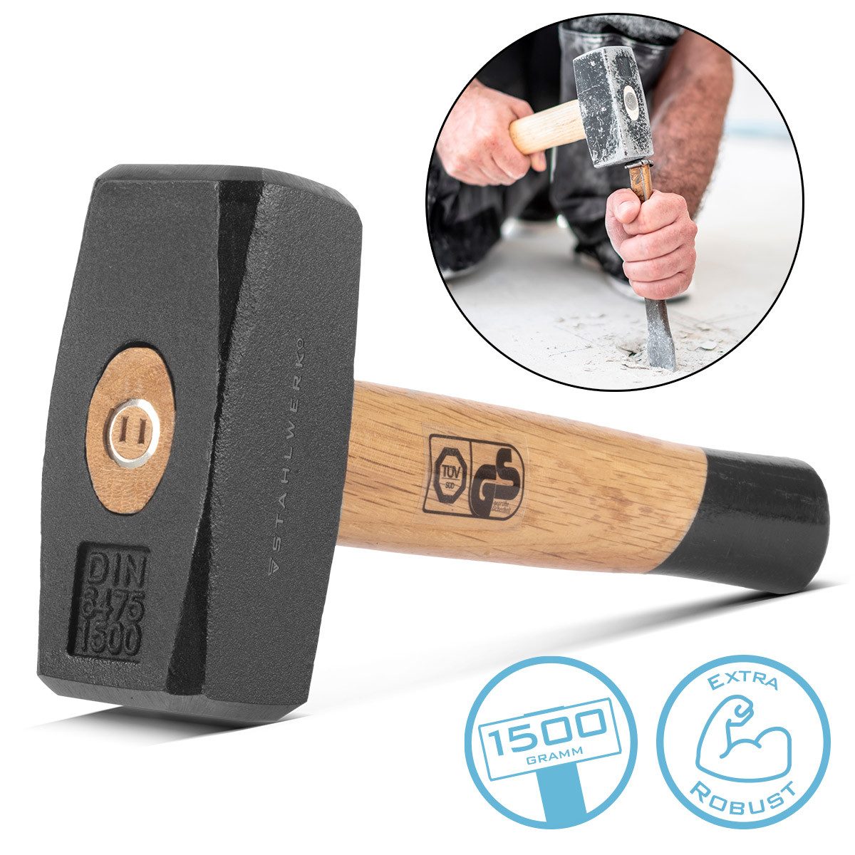 STAHLWERK Vorschlaghammer Fäustel mit 1500 g Hammerkopf Plattenhammer aus g günstig online kaufen