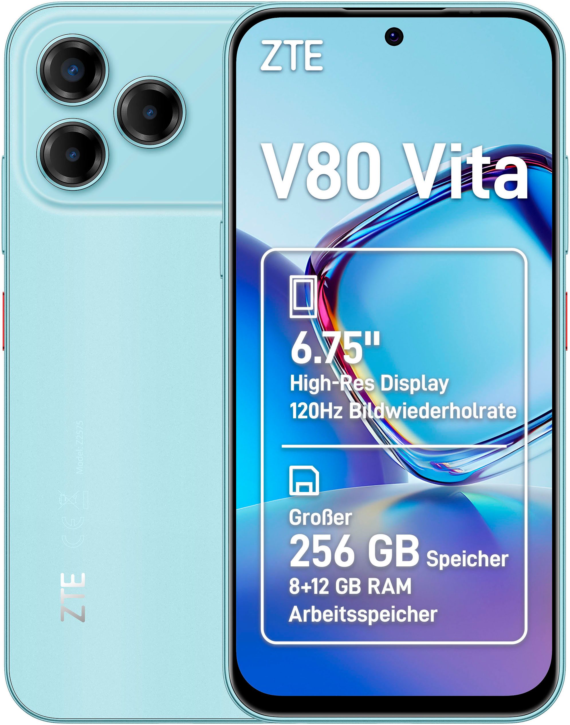 ZTE Blade V80 Vita Smartphone (17,14 cm/6,75 Zoll, 256 GB Speicherplatz, 50 MP Kamera)