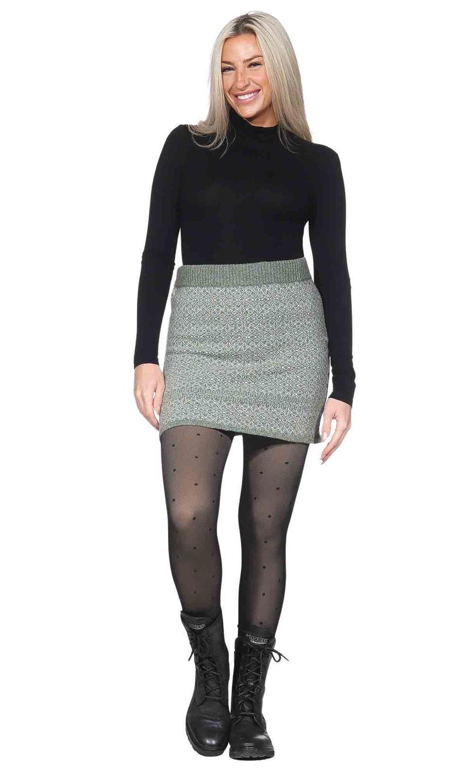 KUNST UND MAGIE Strickrock Strickrock kurzer Rock Schurwolle Lammwolle Wollrock Feinstrick Boho