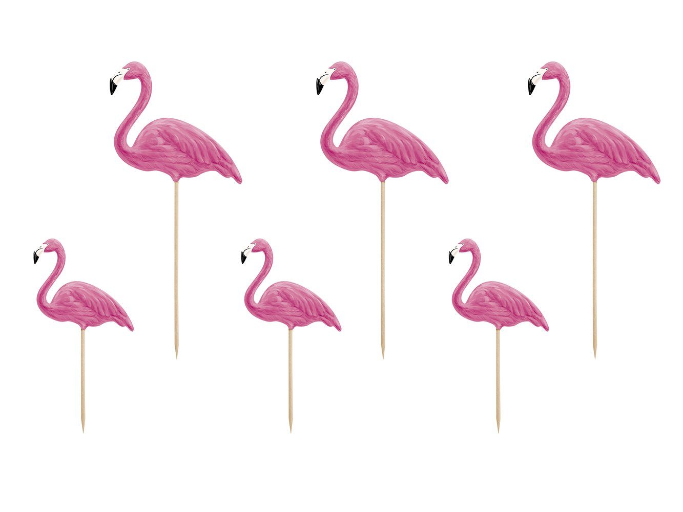 partydeco Tortenstecker, Cake Topper Aloha-Flamingos 15-23,5cm pink 6er Set
