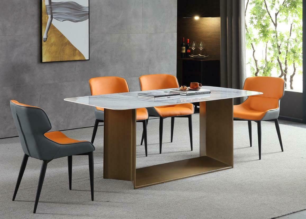 JVmoebel Esstisch, Luxus Tische Esstisch Edelstahl Möbel Säule Tisch Marmor Stil