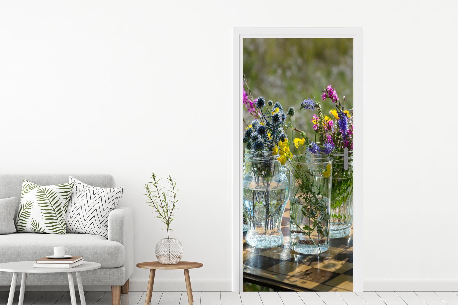 - MuchoWow bedruckt, Farben, - Matt, Fototapete Tür, Türtapete St), Blumen (1 Vase cm 75x205 für Türaufkleber,