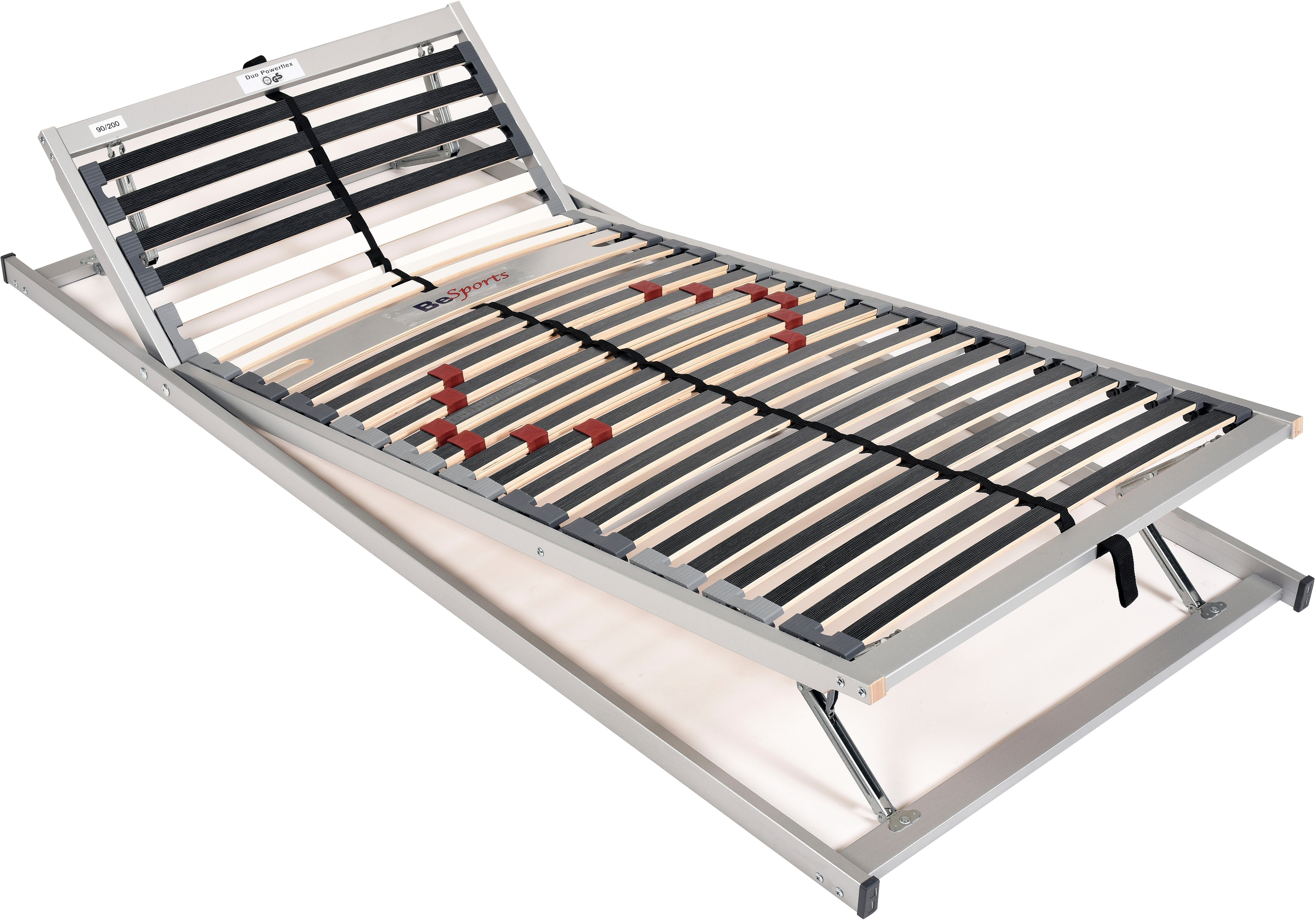 Lattenrost Lattenrost Duo Powerflex, Lattenrost in 90x200 cm und weiteren Größen, BeSports, Kopfteil manuell verstellbar, Fußteil manuell verstellbar, Lattenrost mit geringer Bauhöhe, 90x200 cm und weitere Größen