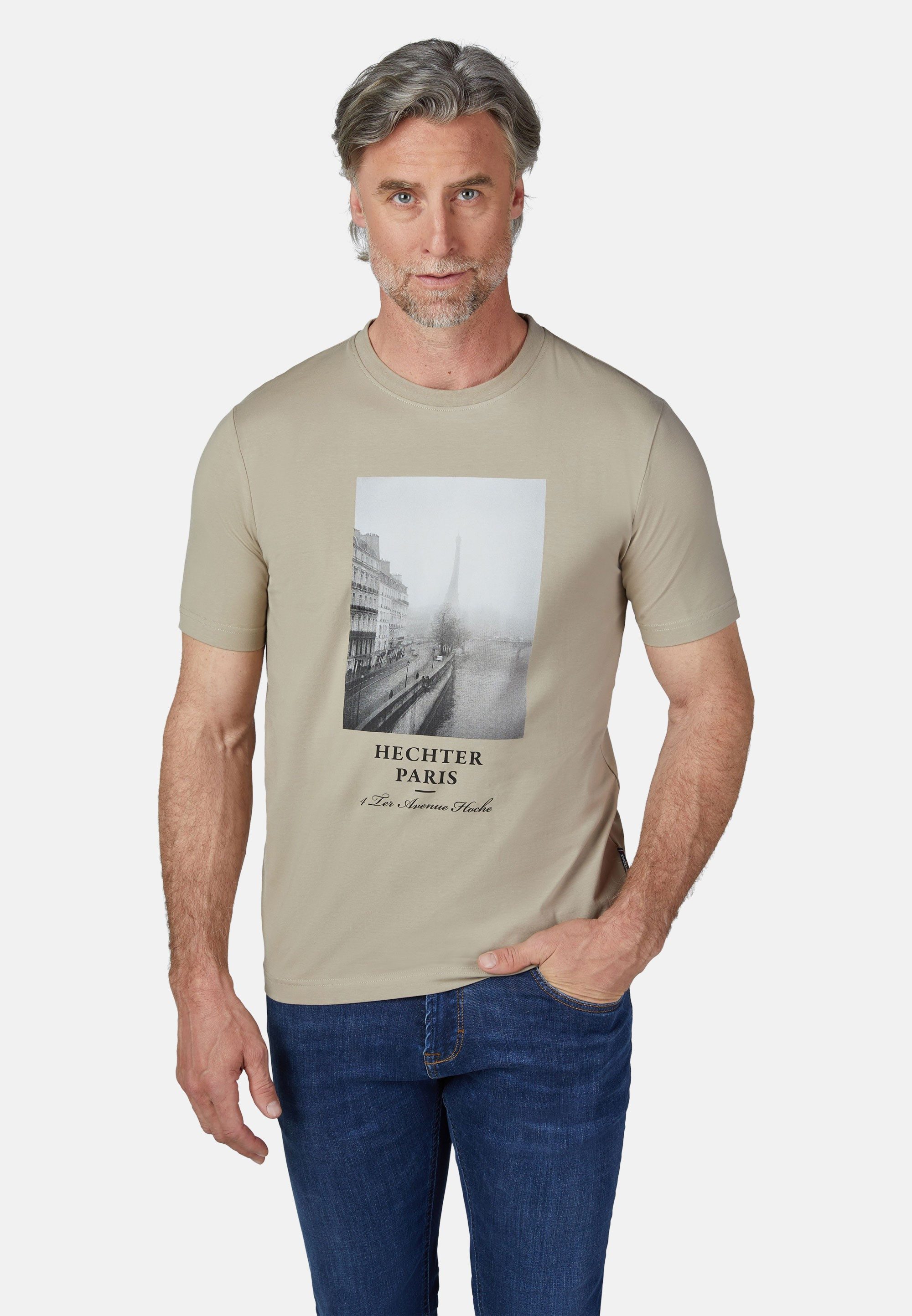 HECHTER PARIS T-Shirt T-SHIRT JERSEY mit Fotoprint auf der Vorderseite