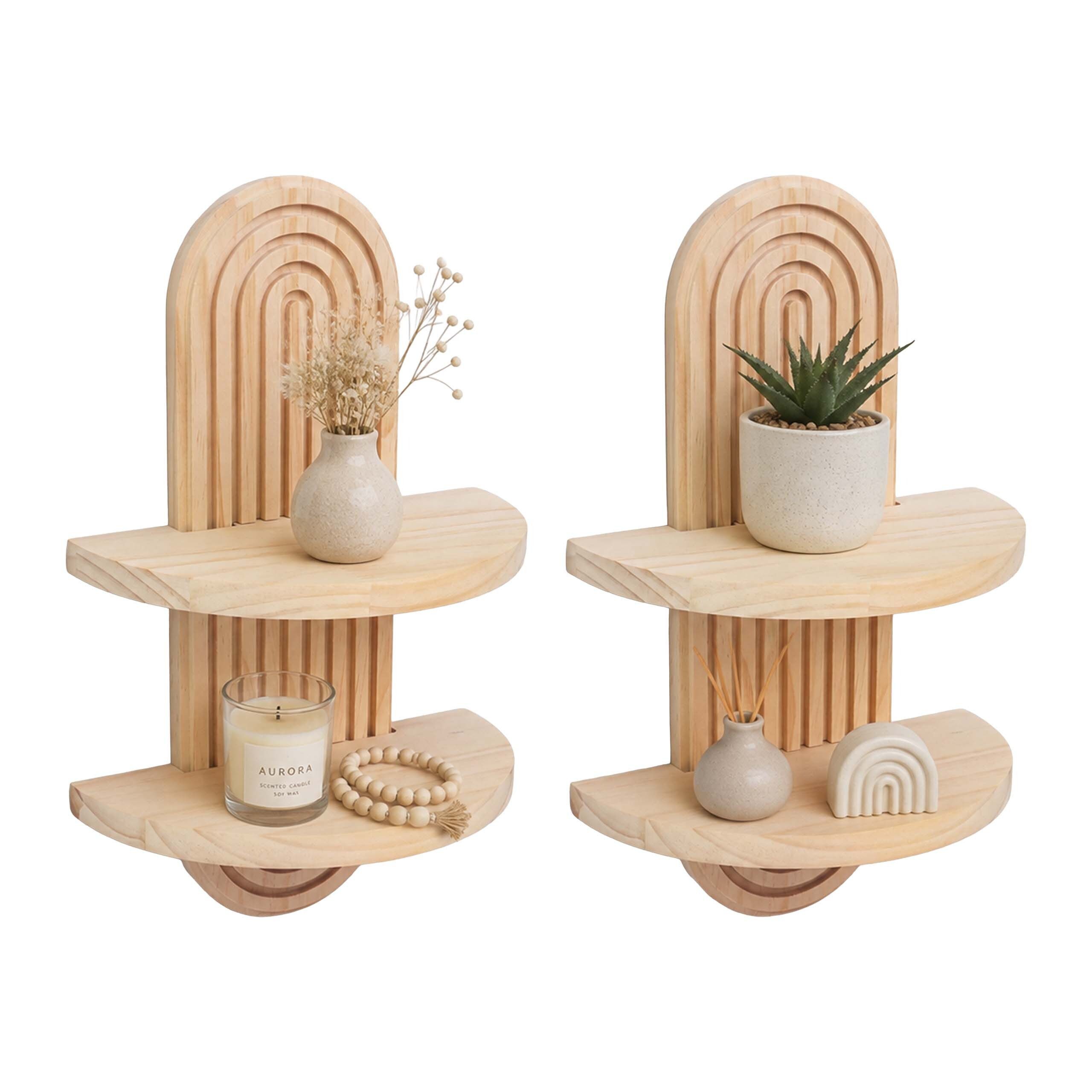 relaxdays Deko-Wandregal Wandregal Boho 2er Set, 2-tlg., natur, 2 Ablagen