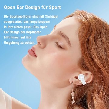 Xmenha HiFi-Stereoklang und klare Anrufe dank dynamischer Open-Ear-Kopfhörer (Leichte Ohrhörer mit stabilem, ergonomischem Design, das während des Trainings nicht verrutscht und keine Belastung für langfristiges Tragen verursacht., Sportkopfhörer mit Bequeme Ohrbügel, HiFi-Klang & lange Akkulaufzeit)