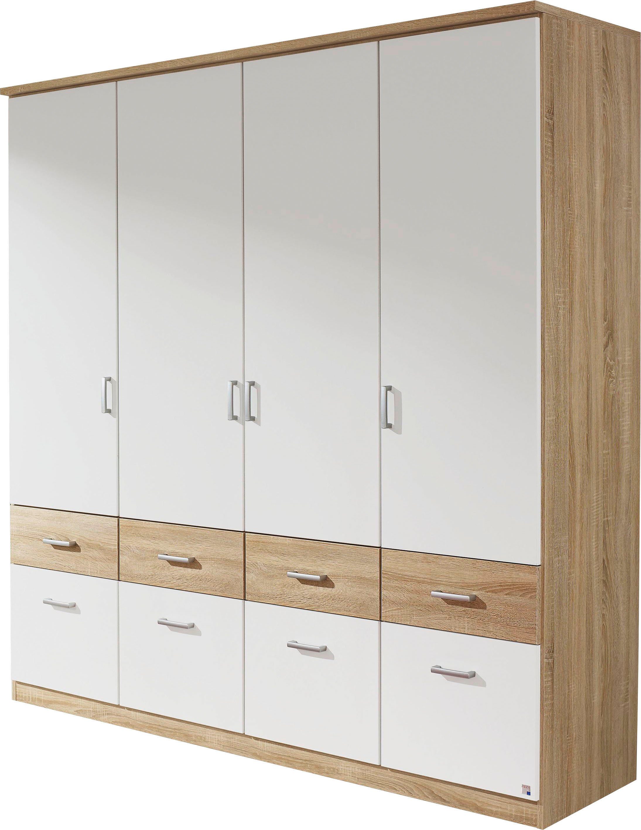 rauch Kleiderschrank Kleiderschrank Schrank Garderobe deckenhoher Schrank BREMEN (optional mit Spiegel, Breiten: 91/136/181 cm, Höhe: 199 cm) in vielen Farbvariationen, inkl. Kranzblende MADE IN GERMANY