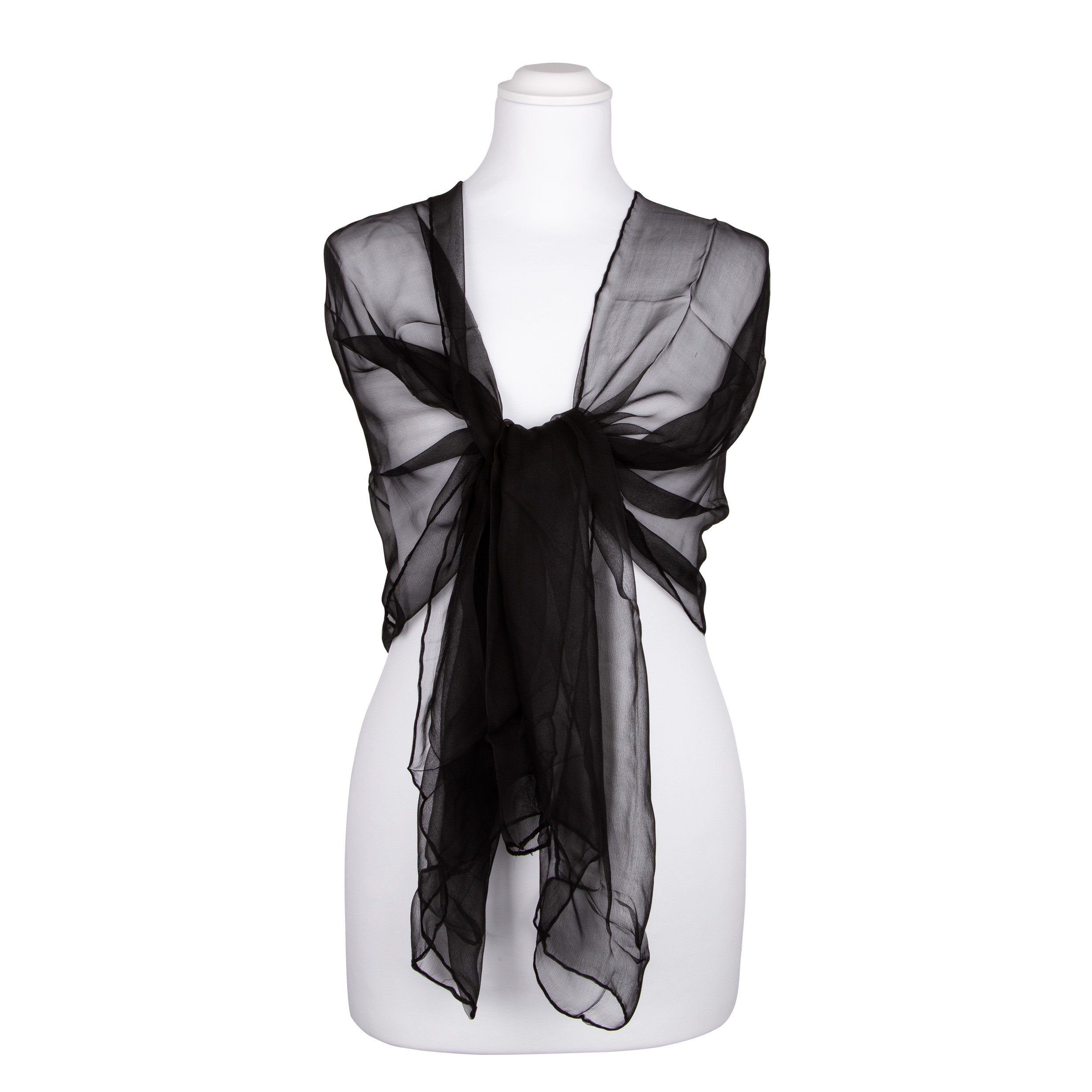Seidenschal Seidenschal Halstuch Schal Chiffon Schwarz