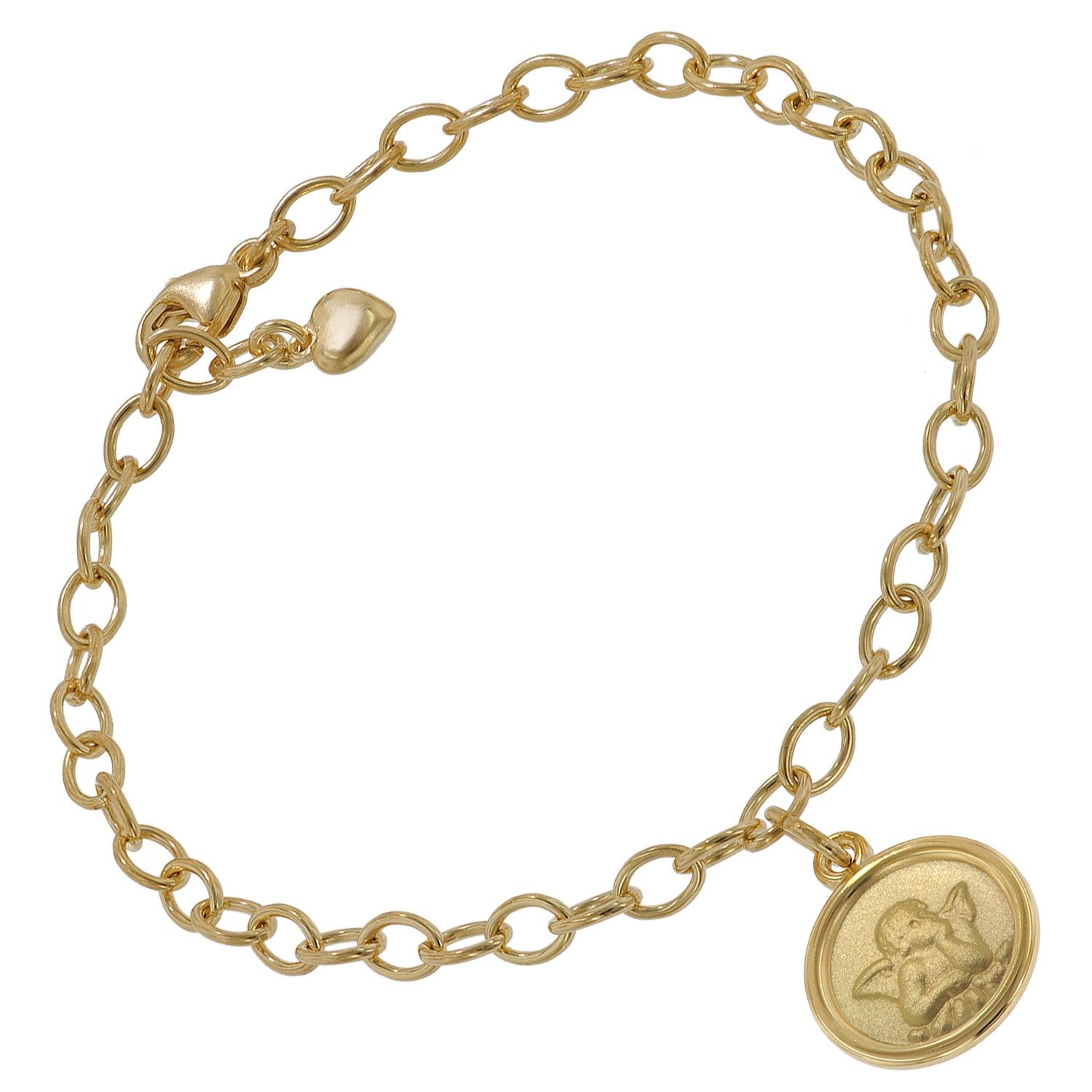 trendor Silberarmband 51202, mit Engel-Anhänger 925 Silber Goldplattiert 17 cm