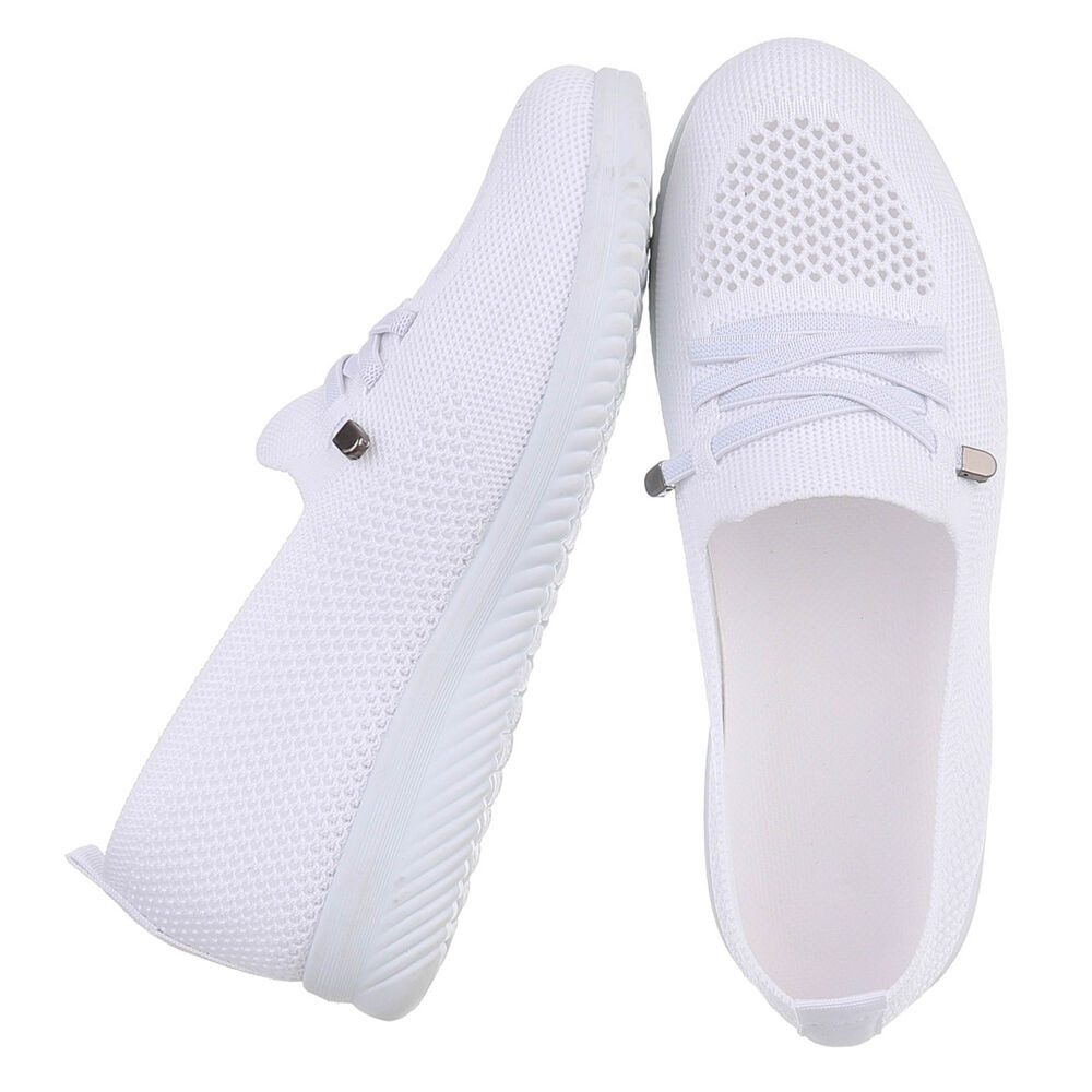 Ital-Design Bequeme Damenschuhe mit atmungsaktivem Mesh-Design Slipper (91554362) Keilabsatz/Wedge Slipper in Weiß