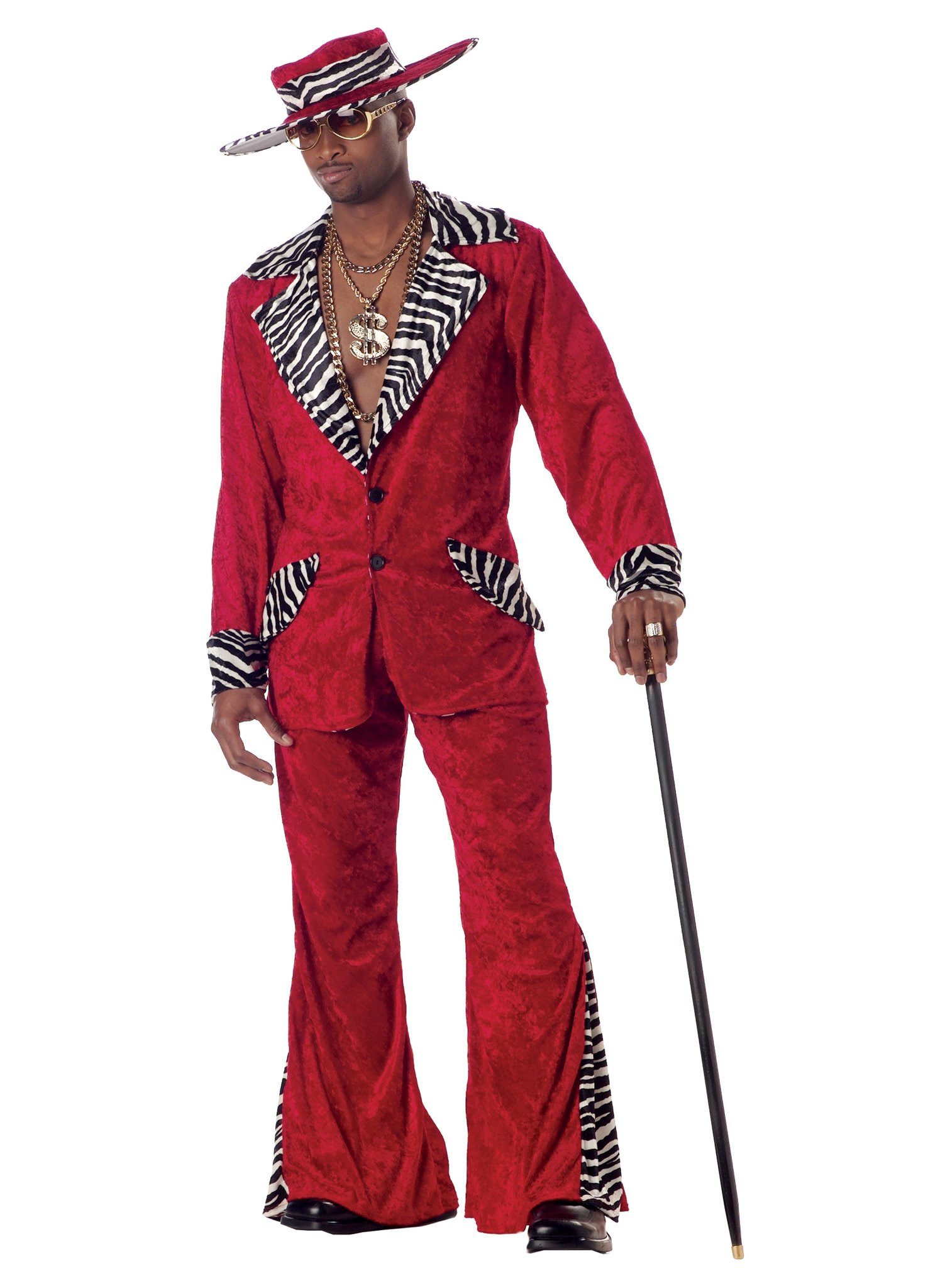 Metamorph Kostüm Macho Pimp Kostüm rot, Overdressed als Oldschool Checker
