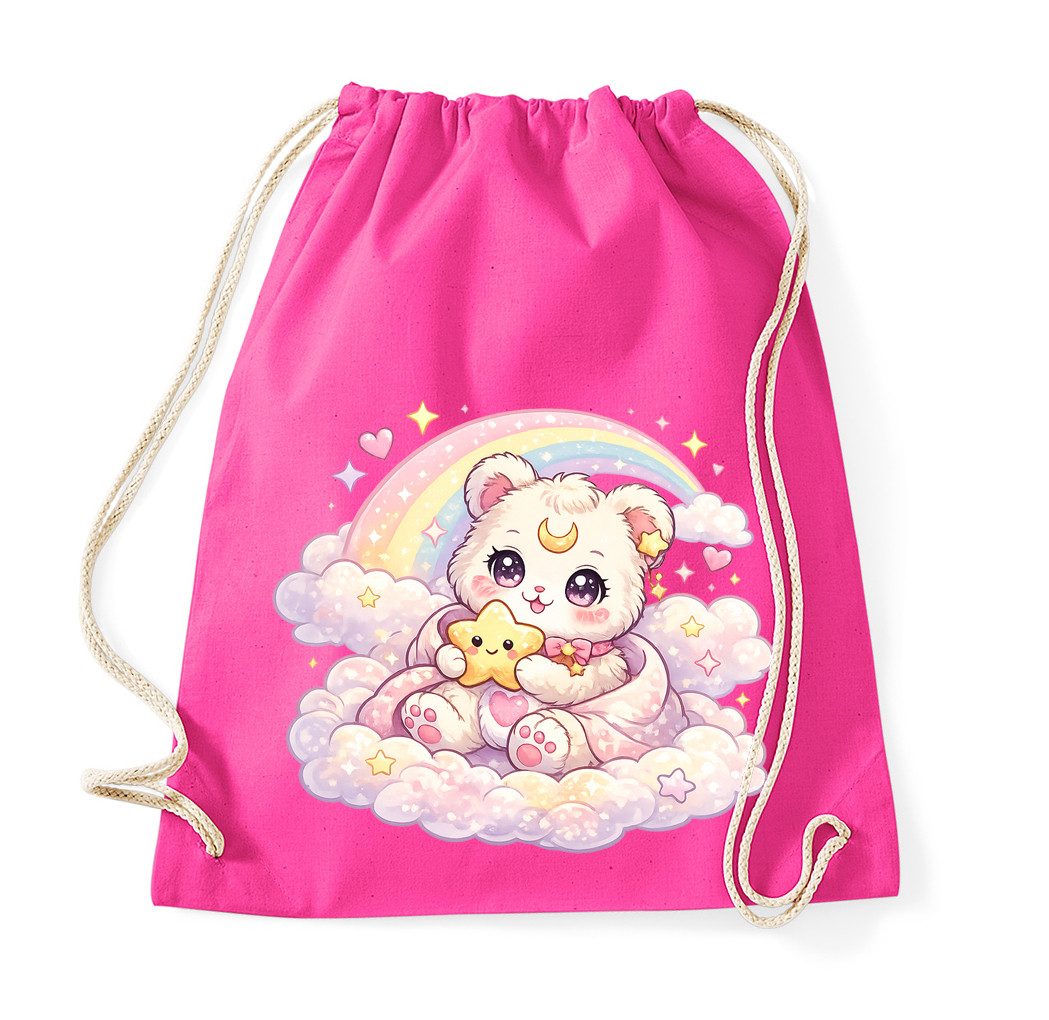 Blondie & Brownie Turnbeutel Kuschel Bär Moon Regenbogen Anime Cozy Lesen Beutel süß Design (Single, Einzelartikel), BearMoonDream Cozy Anime Beutel