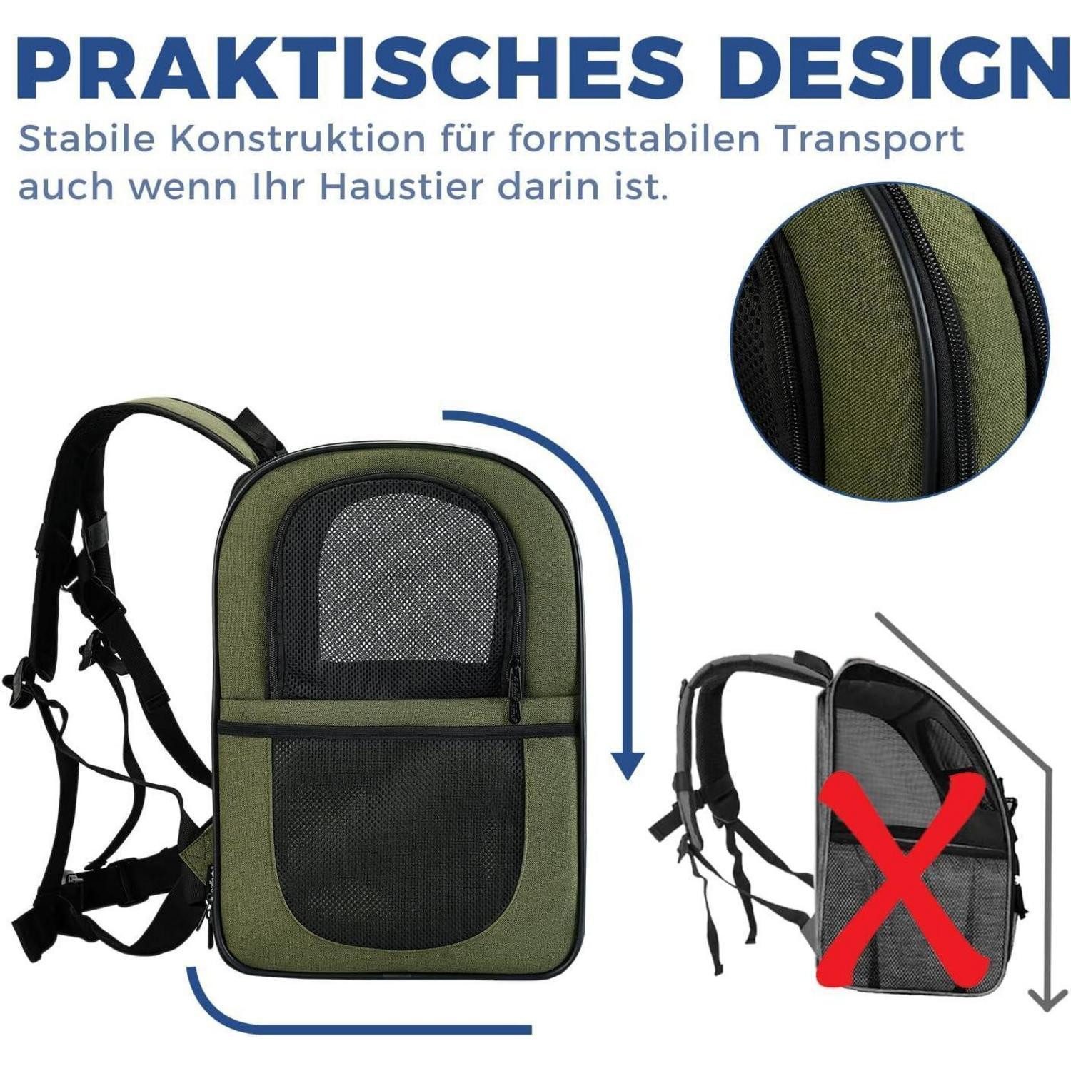 LuxusKollektion Schutzkragen Haustier Rucksack Tragetasche 2-12kg Katzen Hunde weich Grün