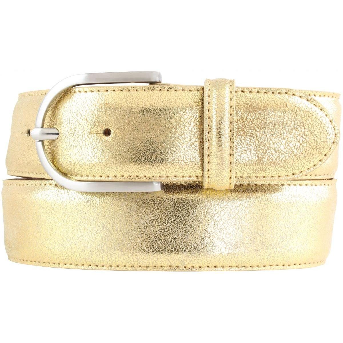 BELTINGER Ledergürtel Damen-Gürtel mit Metall-Optik Echt günstig online kaufen