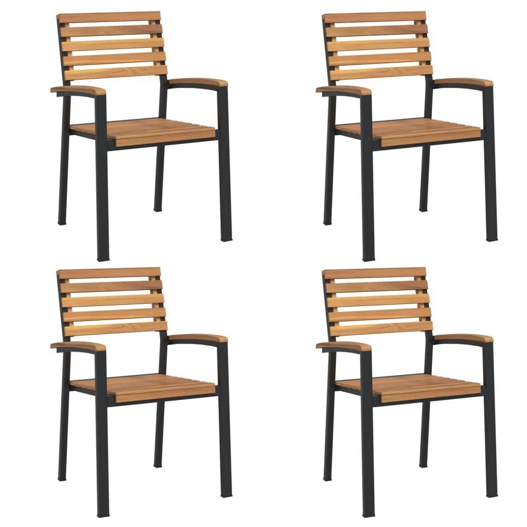 vidaXL Gartenstuhl Stapelbare Gartenstühle 4 Stk. Massivholz und Metall (4 St)