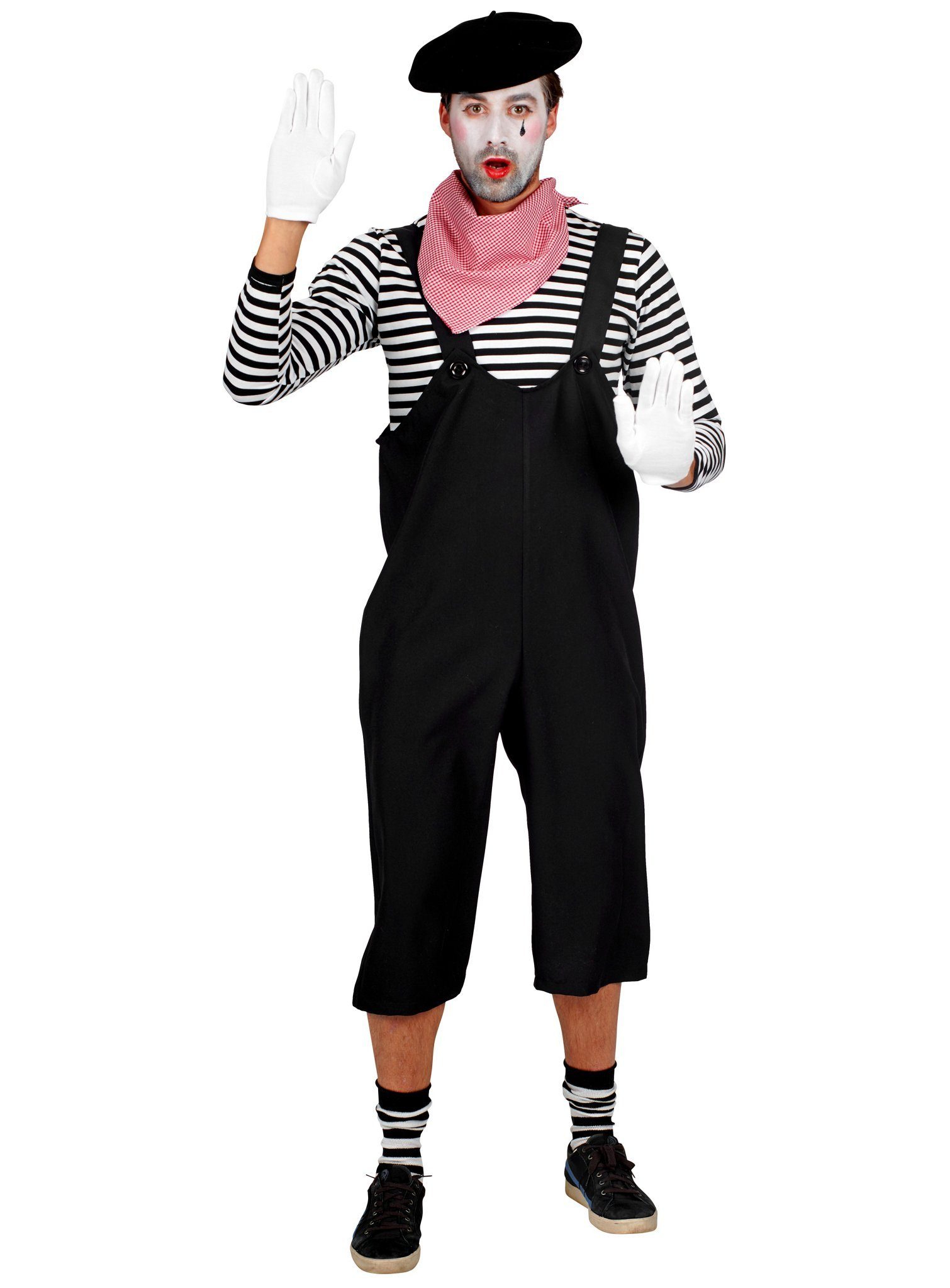 Metamorph Clown-Kostüm Pantomime Hose - Zirkushose Clown Kostüm Halloween, Schwarze Latzhose für männliche Straßenkünstler