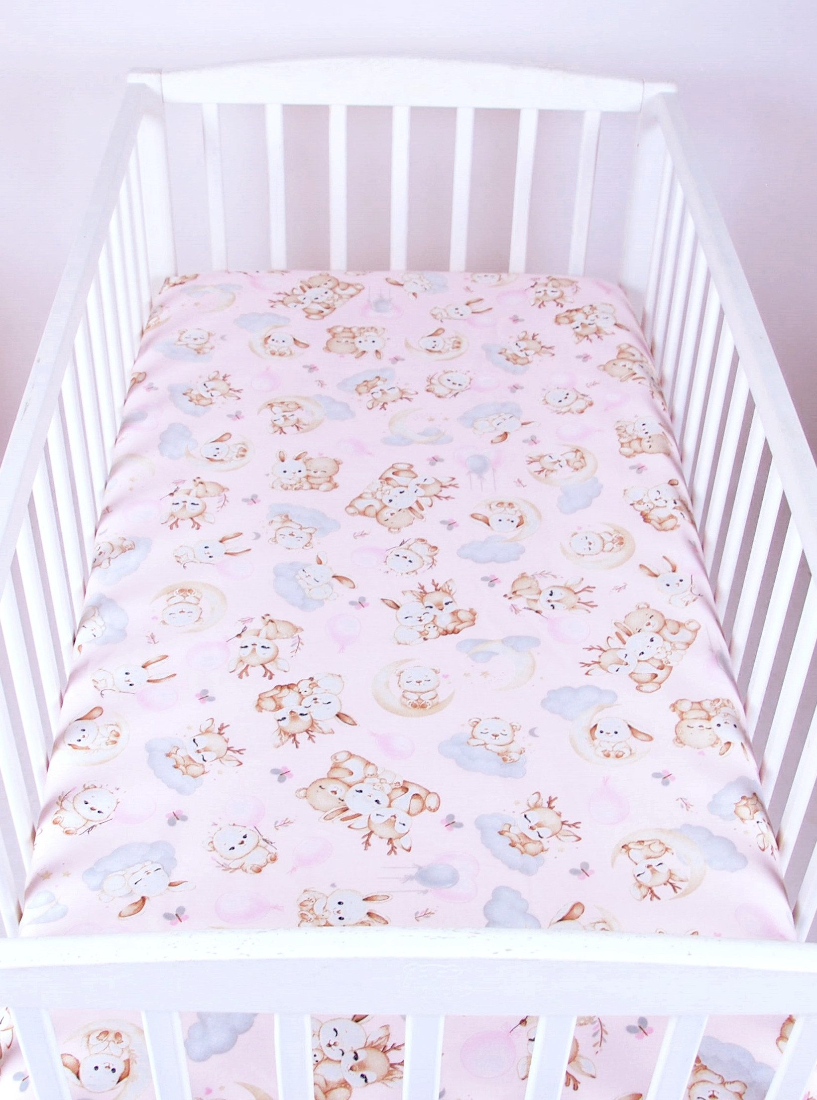BabyLux Spannbettlaken BABYLUX SPANNBETTLAKEN 60x120 cm Spannbetttuch Baumwolle Kinder Baby, 162. Rosa + Schnuckis