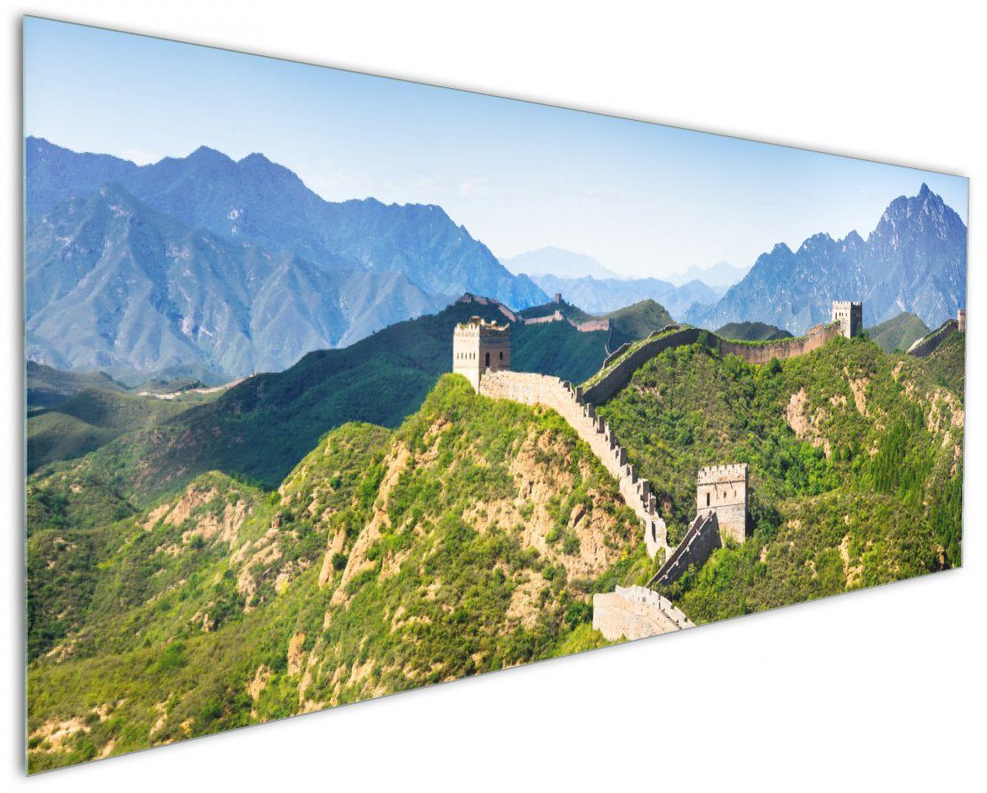 Wallario Küchenrückwand Die Chinesische Mauer - Wahrzeichen in China im Sommer, (1-tlg)