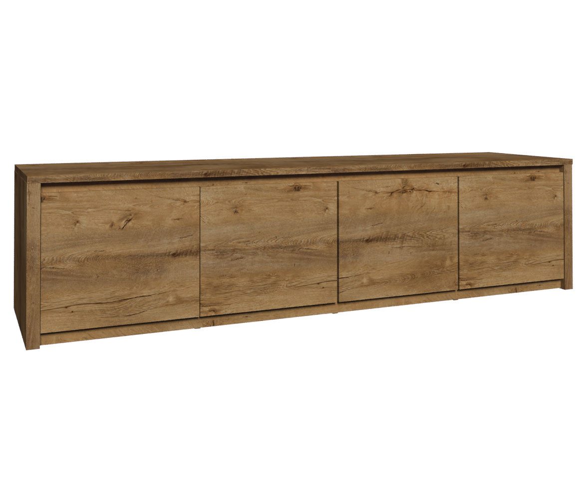 Feldmann-Wohnen Lowboard Montana (mit Türen, Grifflos, 1 St., moderne Optik, mit Türen), 170x43x47cm Eiche Lefkas Grifflos