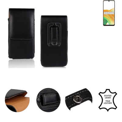 K-S-Trade Handyhülle, Holster Gürteltasche Handy Hülle Schutzhülle kompatibel mit Samsung Galaxy A33 5G Handyhülle Leder schwarz, 1x