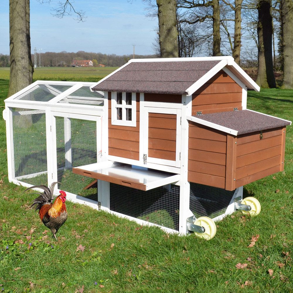 Hühnerstall Mobi mit Rollen extra Freilauf 248x115x76 cm (BxHxT)