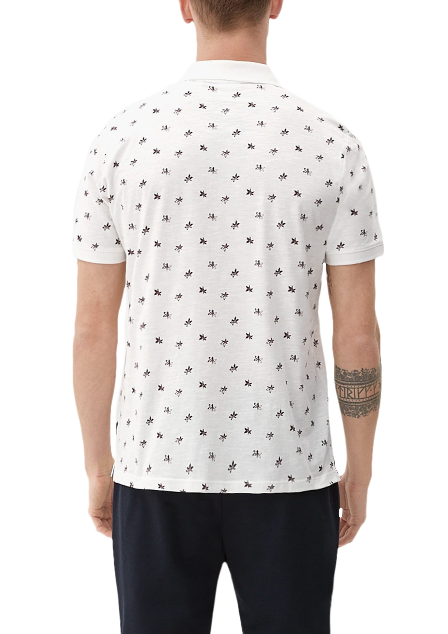 Allover-Print weiß Poloshirt s.Oliver mit Poloshirt