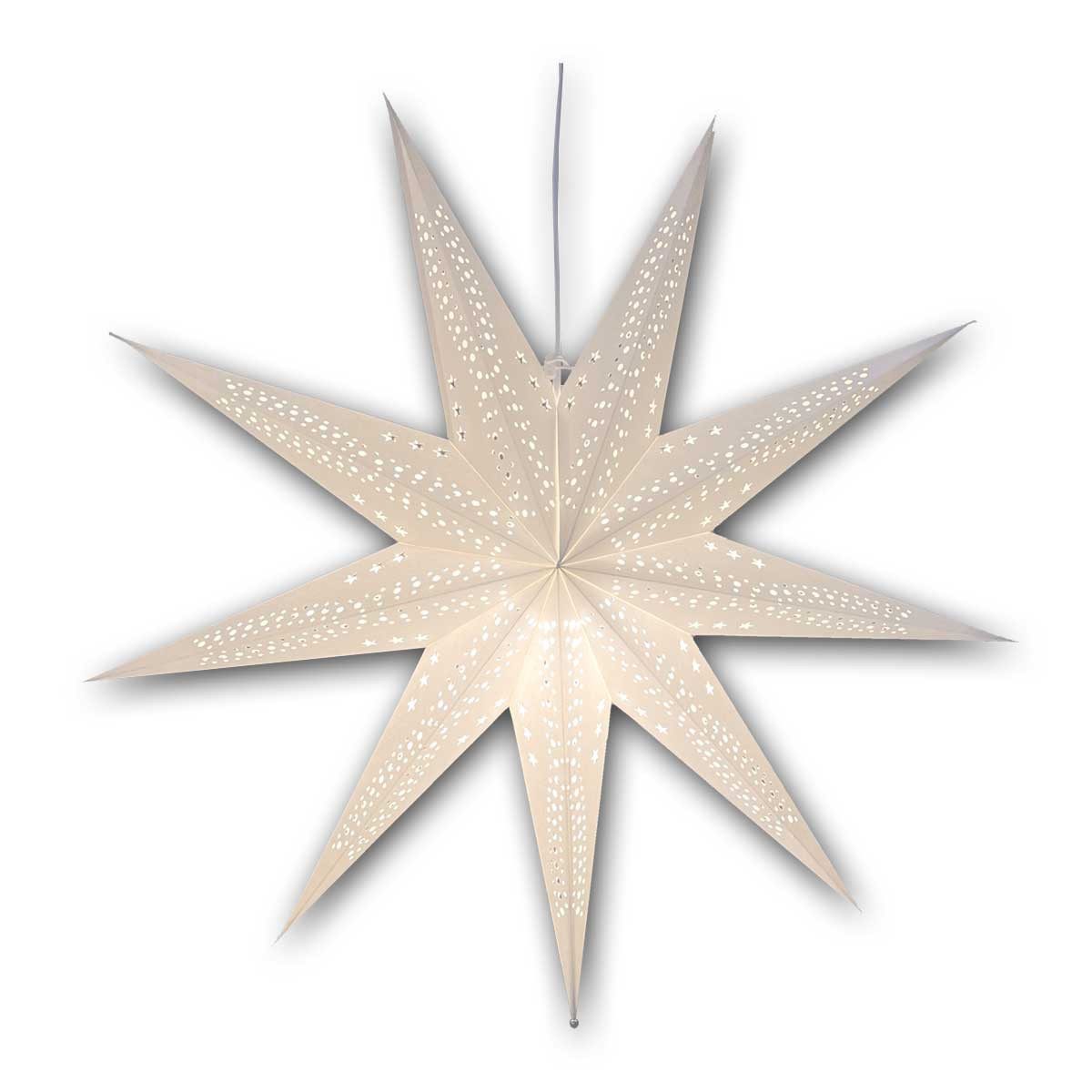 Seasonals Papierstern Papierstern HEAVEN 8zackig creme E14 & Kabel Ø70cm